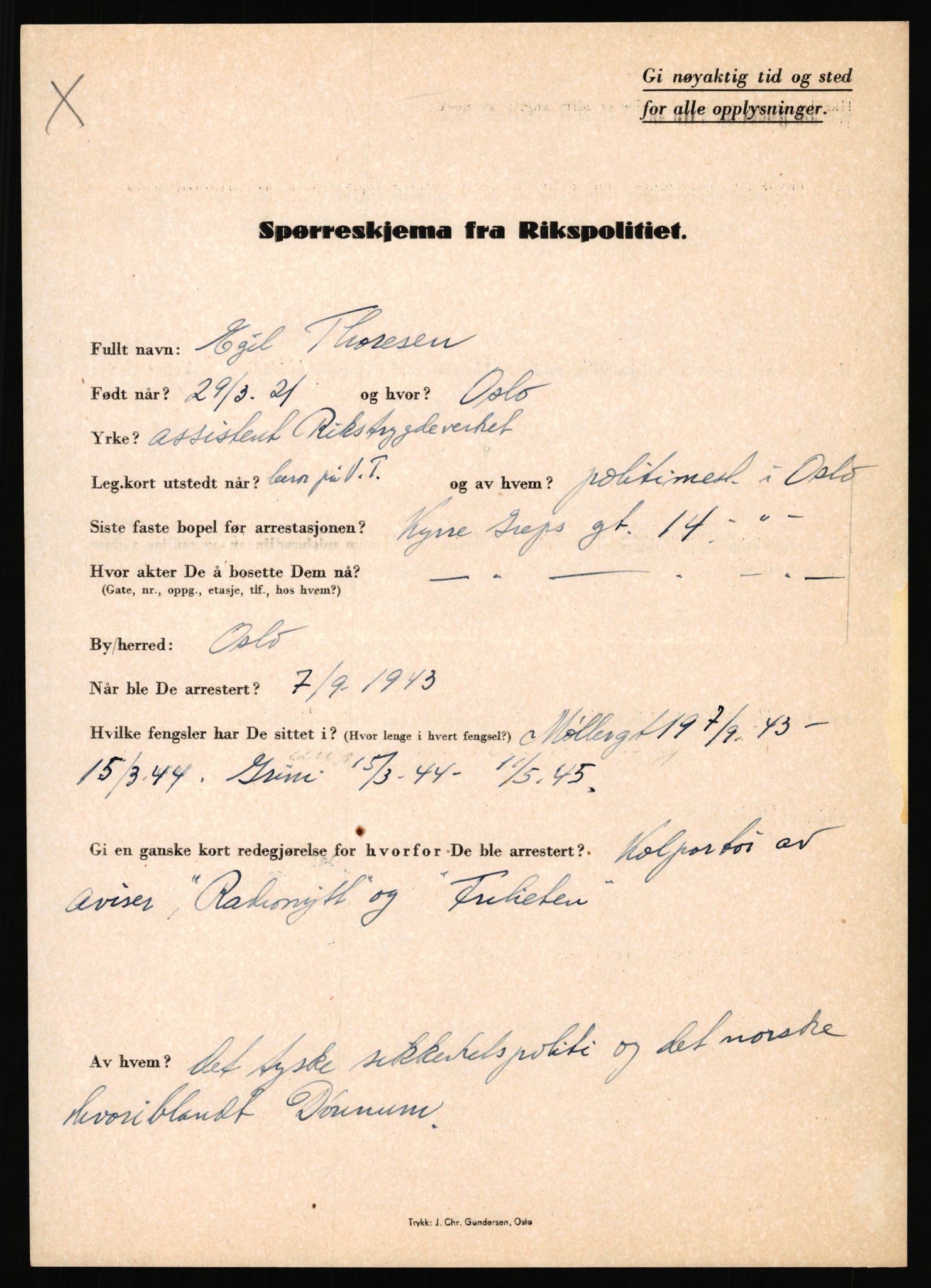 Rikspolitisjefen, AV/RA-S-1560/L/L0017: Tidemann, Hermann G. - Veum, Tjostolv, 1940-1945, p. 197