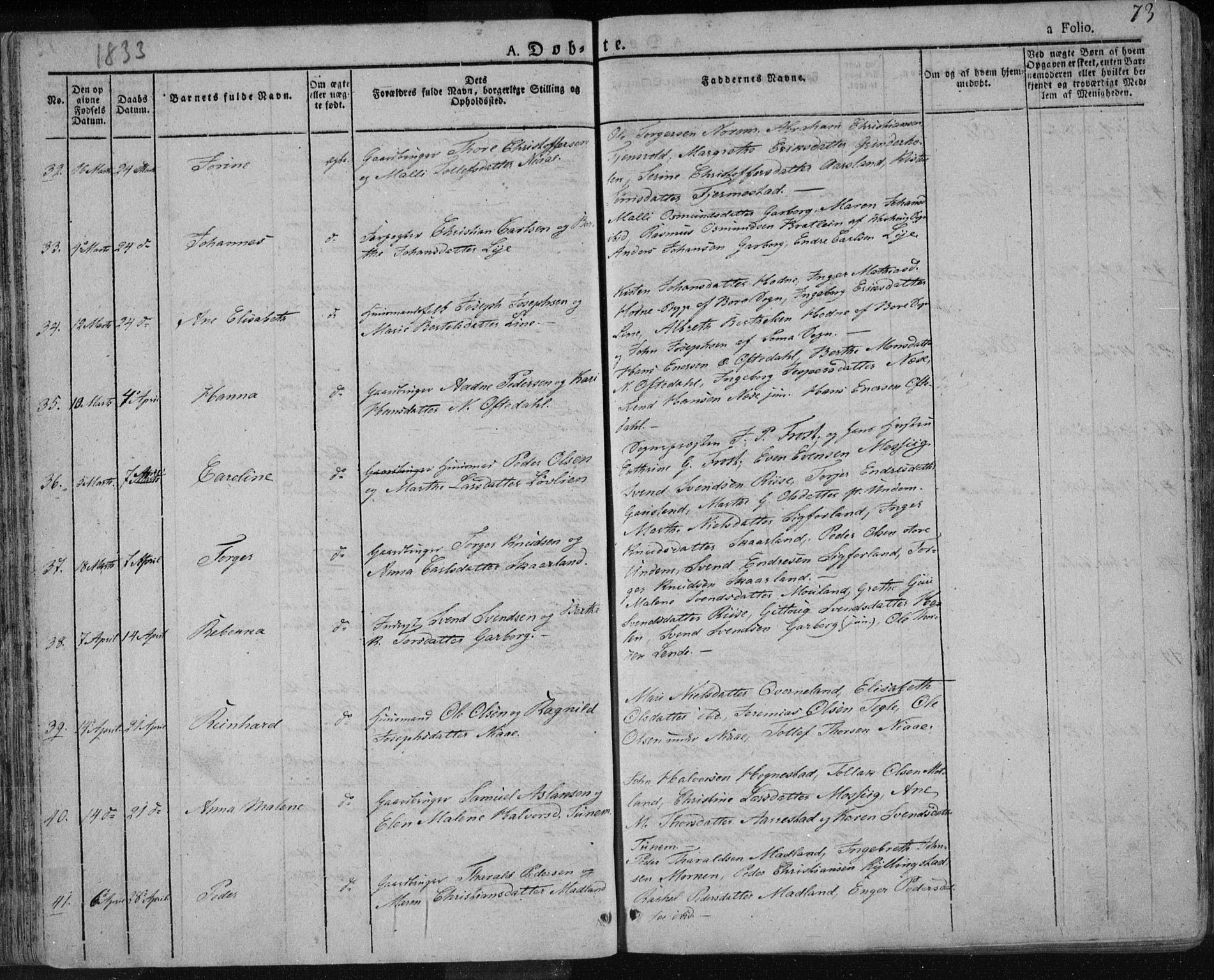 Lye sokneprestkontor, AV/SAST-A-101794/001/30BA/L0004: Parish register (official) no. A 4, 1826-1841, p. 73