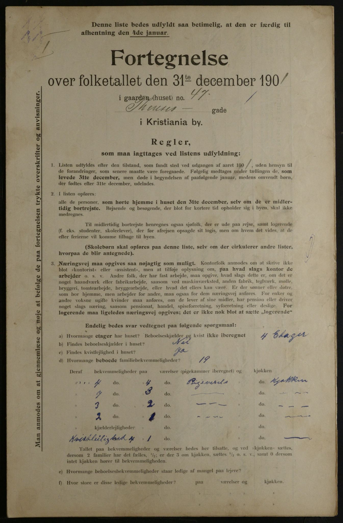 OBA, Municipal Census 1901 for Kristiania, 1901, p. 16690