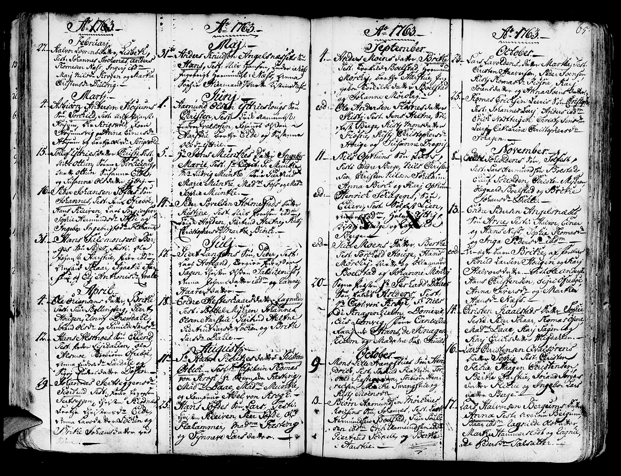 Luster sokneprestembete, SAB/A-81101/H/Haa/Haaa/L0001: Parish register (official) no. A 1, 1731-1803, p. 65