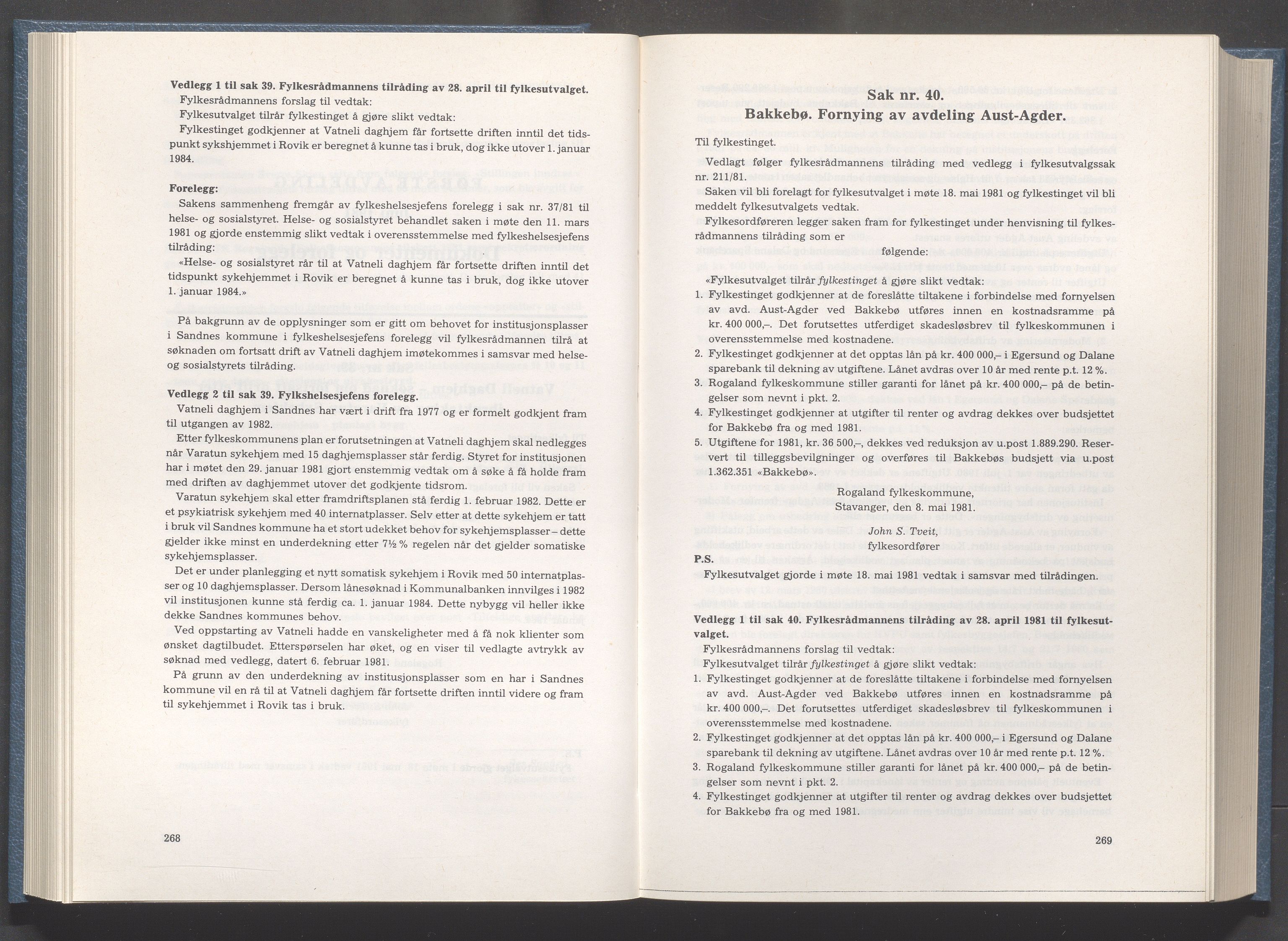 Rogaland fylkeskommune - Fylkesrådmannen , IKAR/A-900/A/Aa/Aaa/L0101: Møtebok , 1981, p. 268-269