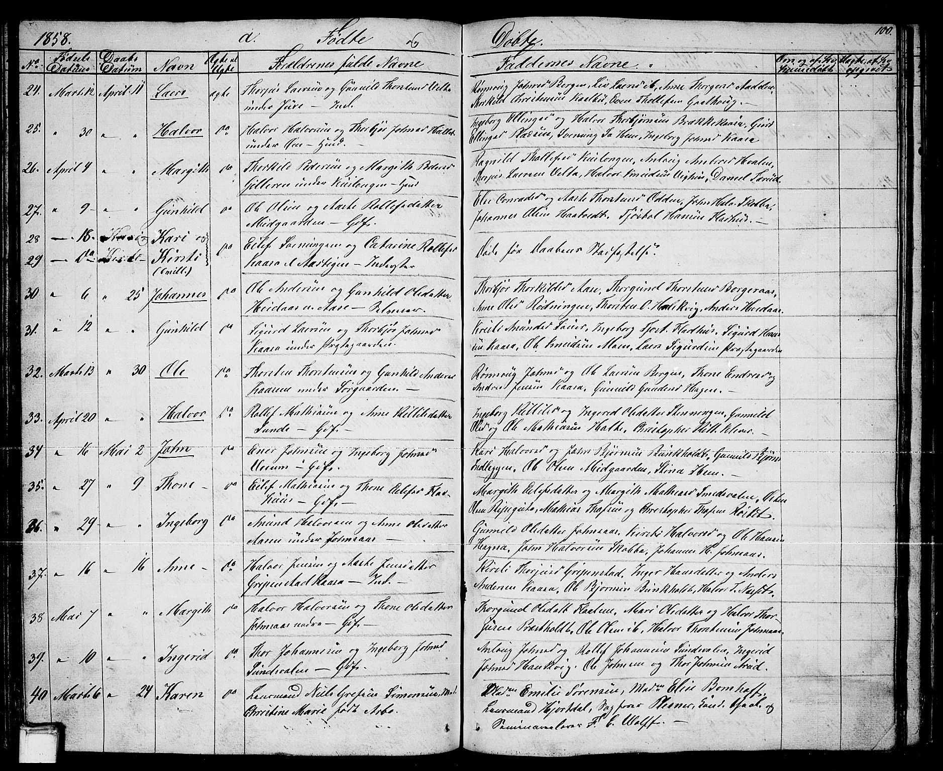 Sauherad kirkebøker, AV/SAKO-A-298/G/Ga/L0002: Parish register (copy) no. I 2, 1842-1866, p. 100