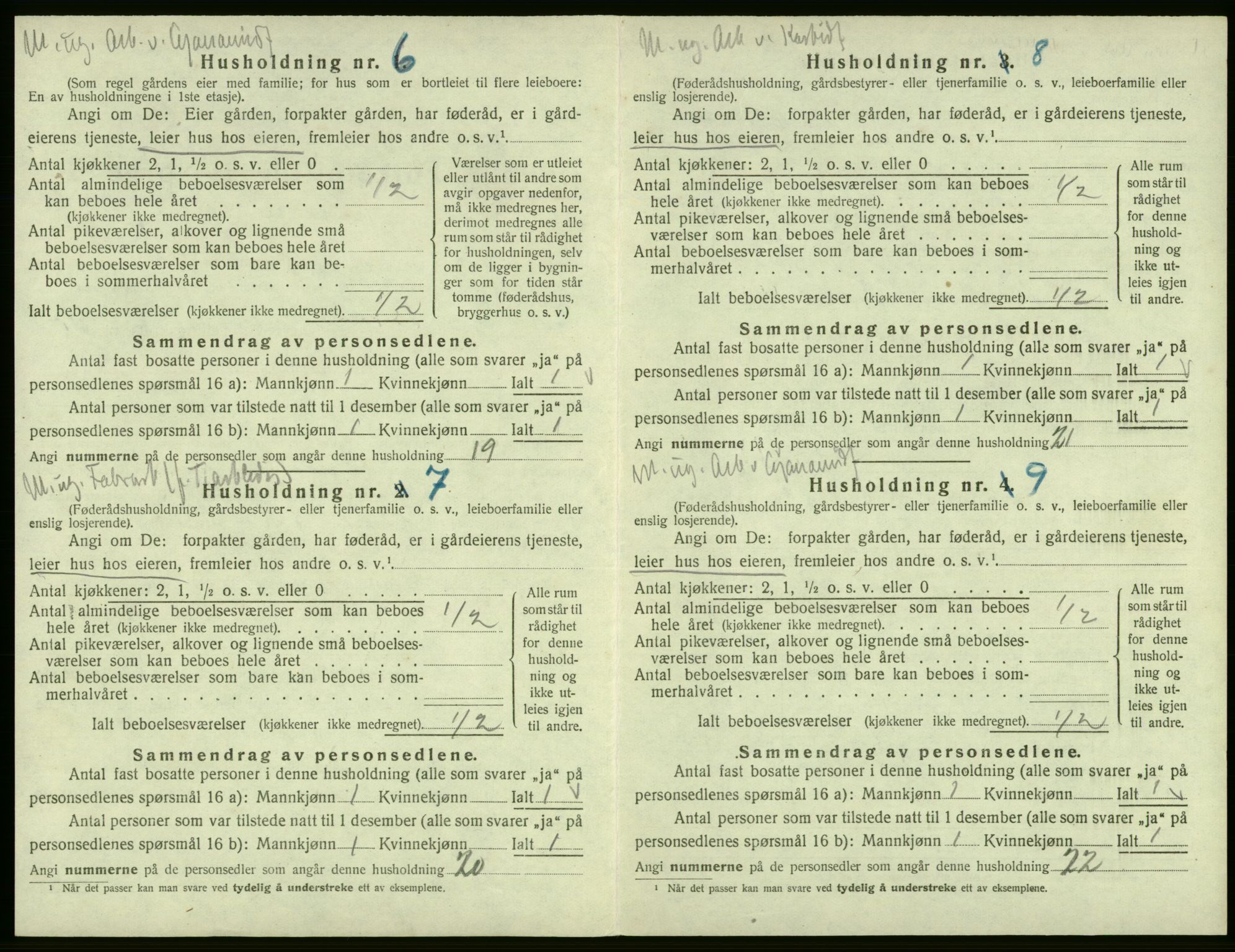 SAB, 1920 census for Odda, 1920, p. 883