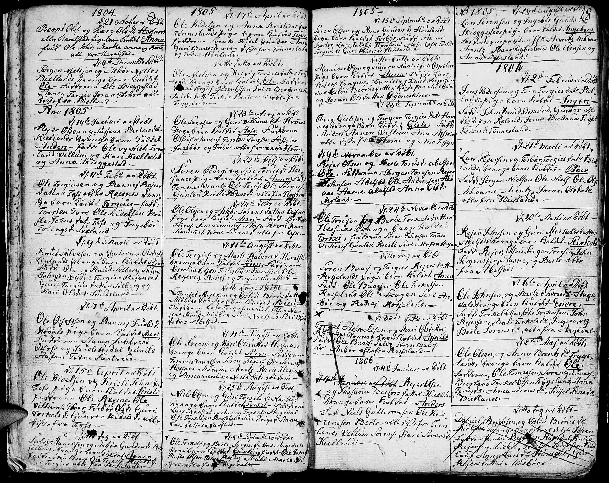 Bjelland sokneprestkontor, SAK/1111-0005/F/Fa/Faa/L0001: Parish register (official) no. A 1 /1, 1793-1815, p. 18