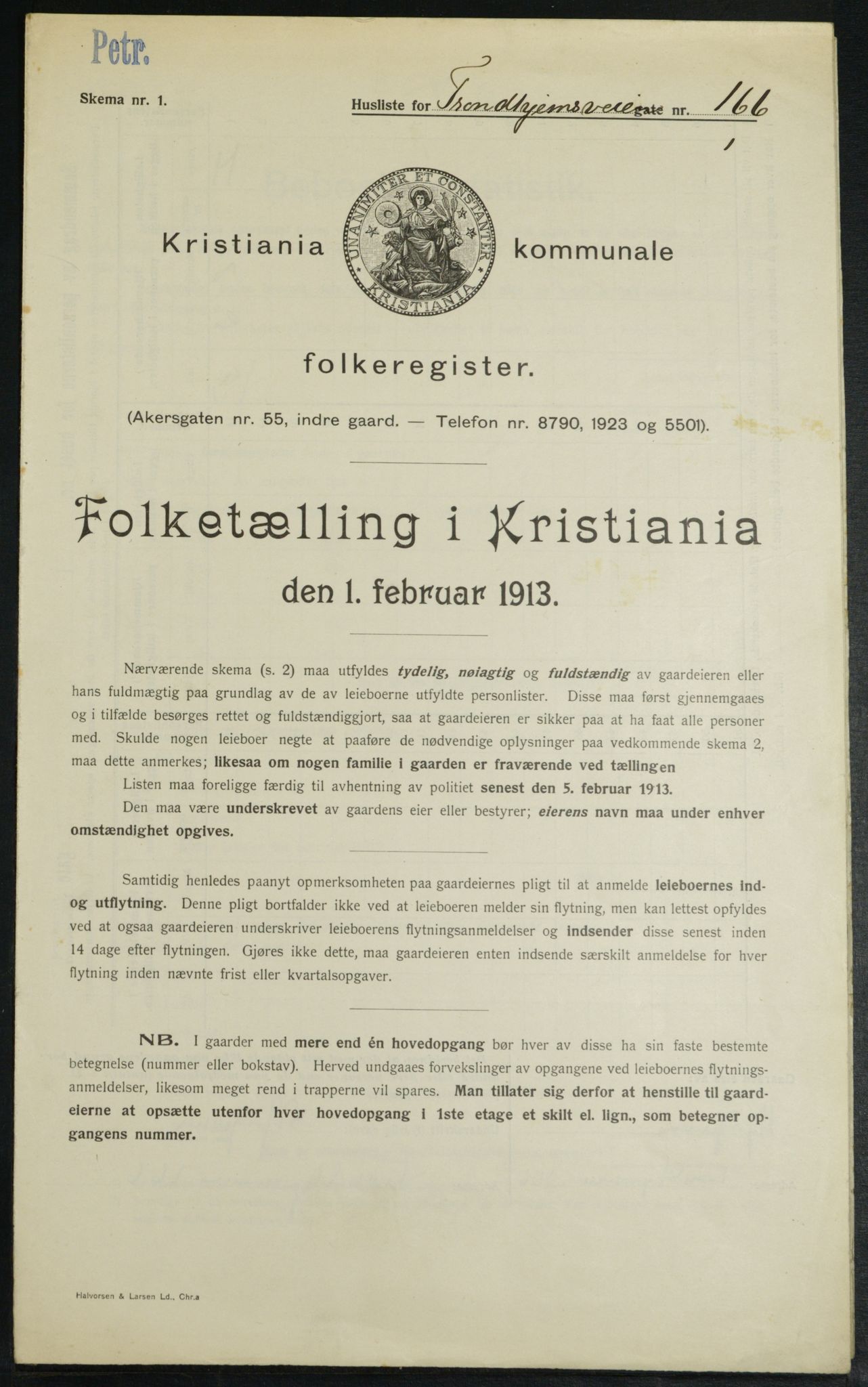 OBA, Municipal Census 1913 for Kristiania, 1913, p. 117312