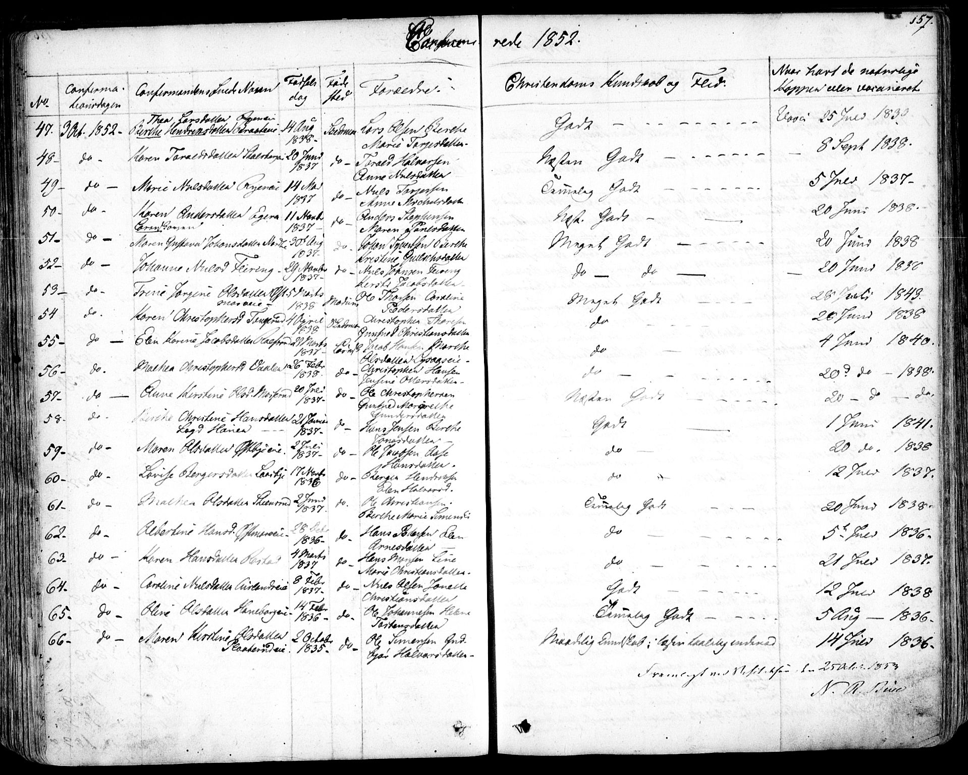 Skedsmo prestekontor Kirkebøker, AV/SAO-A-10033a/F/Fa/L0009: Parish register (official) no. I 9, 1830-1853, p. 157