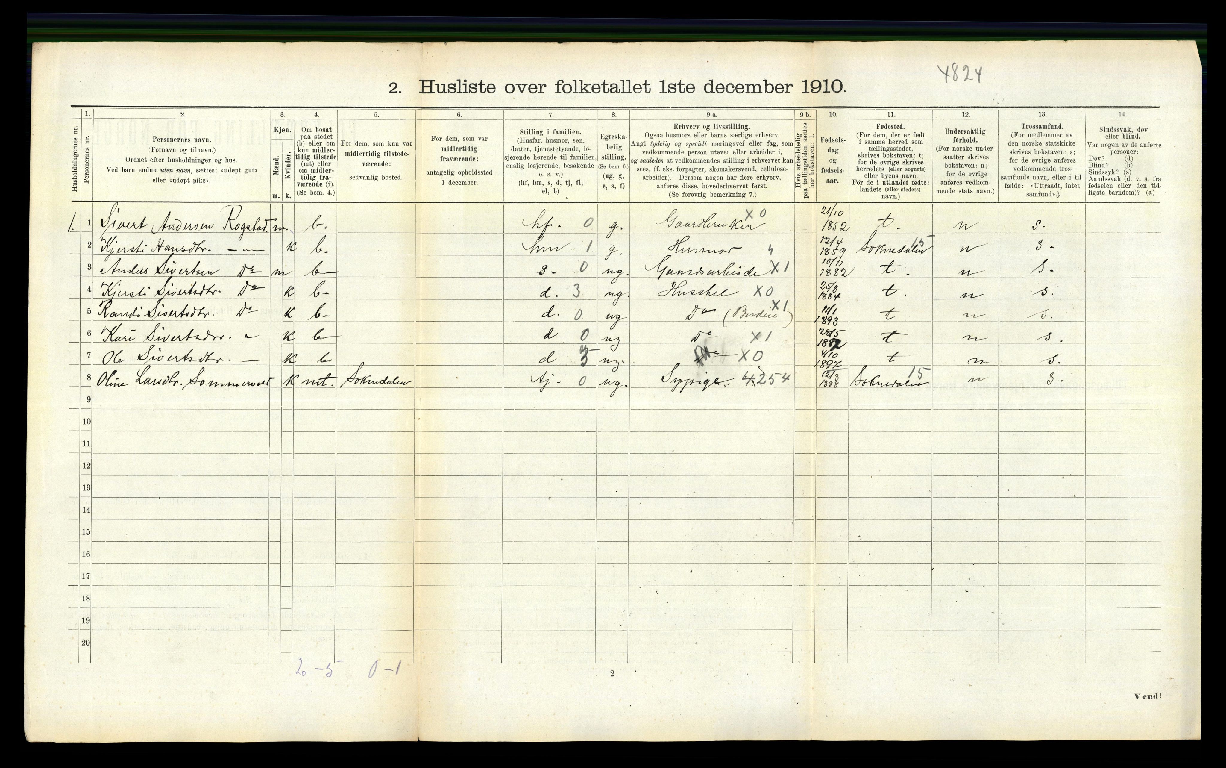 RA, 1910 census for Støren, 1910, p. 423