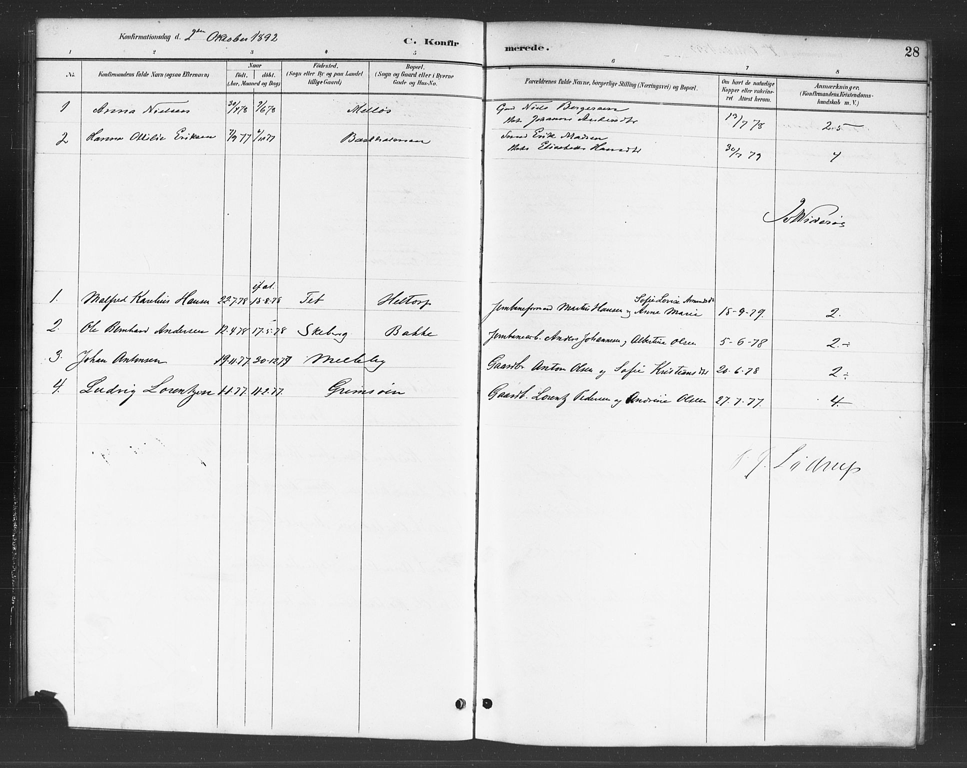 Skjeberg prestekontor Kirkebøker, SAO/A-10923/F/Fc/L0001: Parish register (official) no. III 1, 1886-1897, p. 28