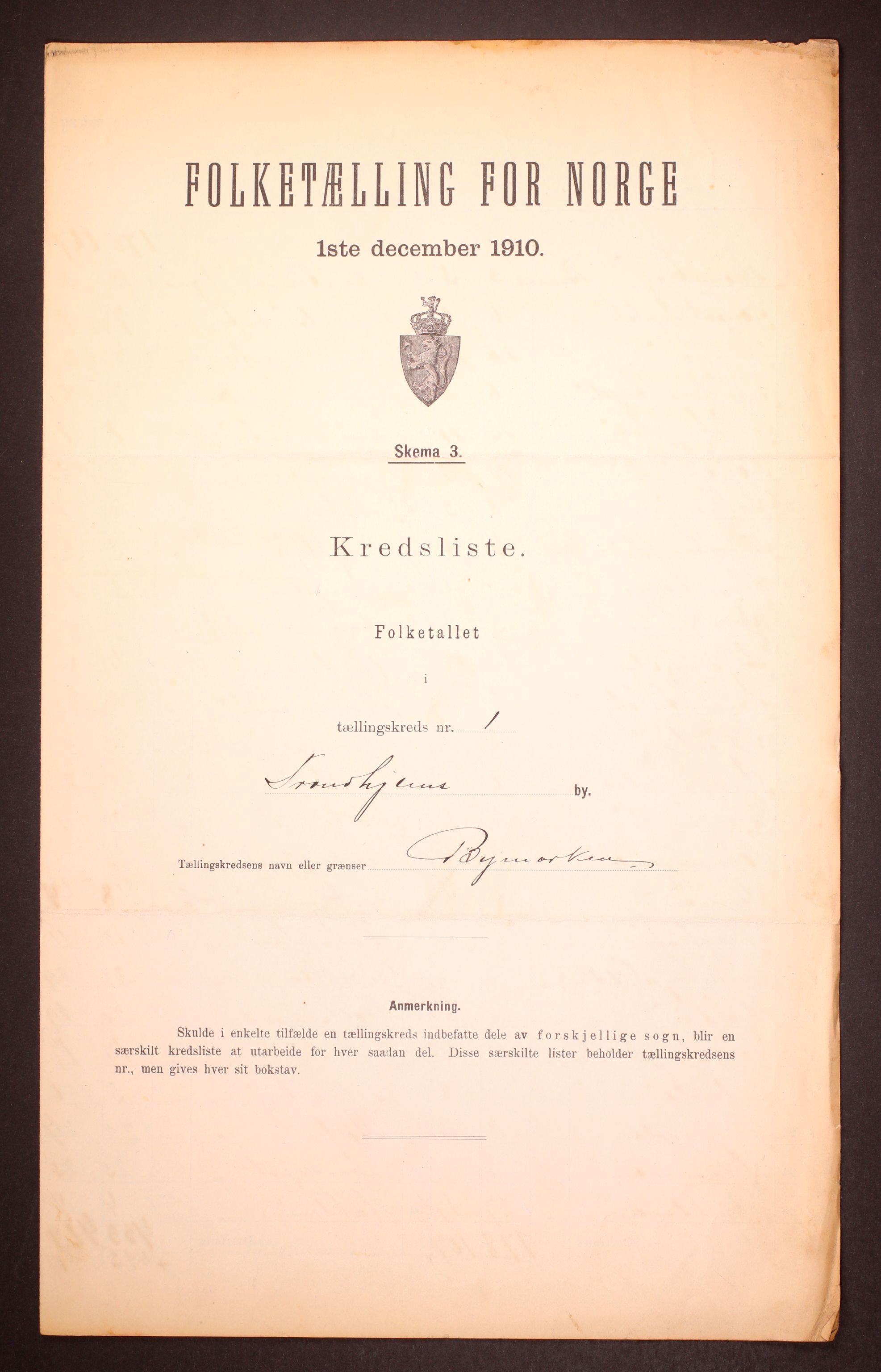 RA, 1910 census for Trondheim, 1910, p. 6