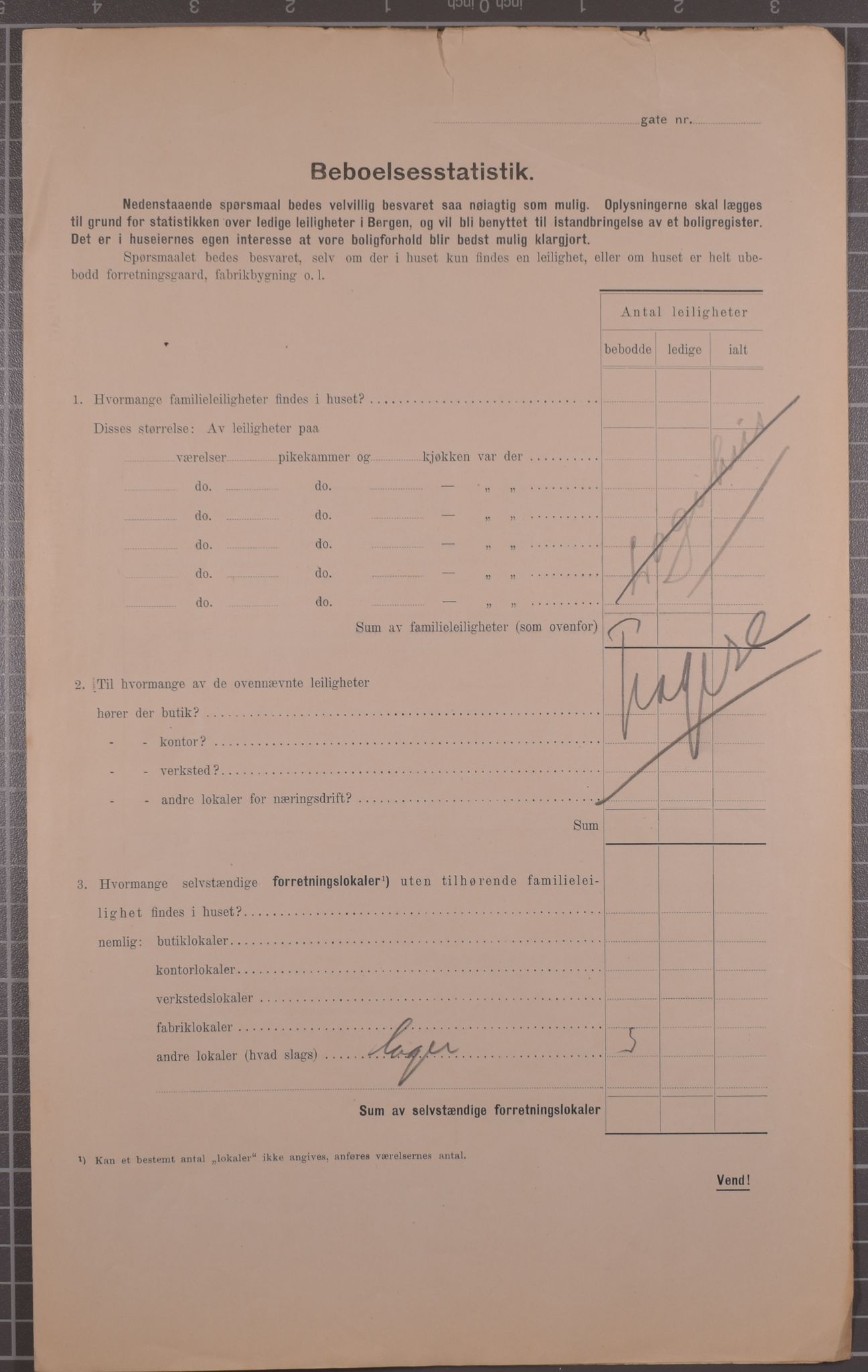 SAB, Municipal Census 1912 for Bergen, 1912, p. 3091