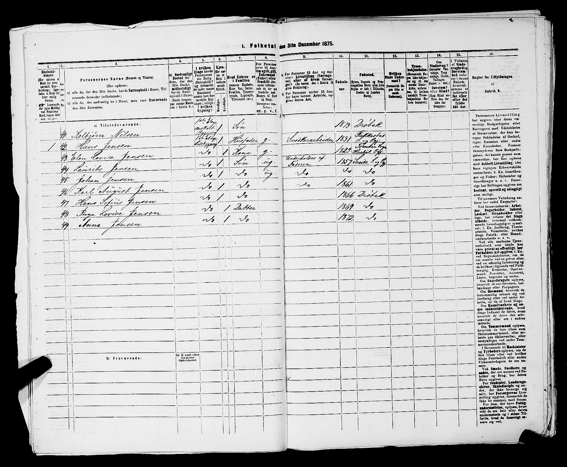 RA, 1875 census for 0203B Drøbak/Drøbak, 1875, p. 9