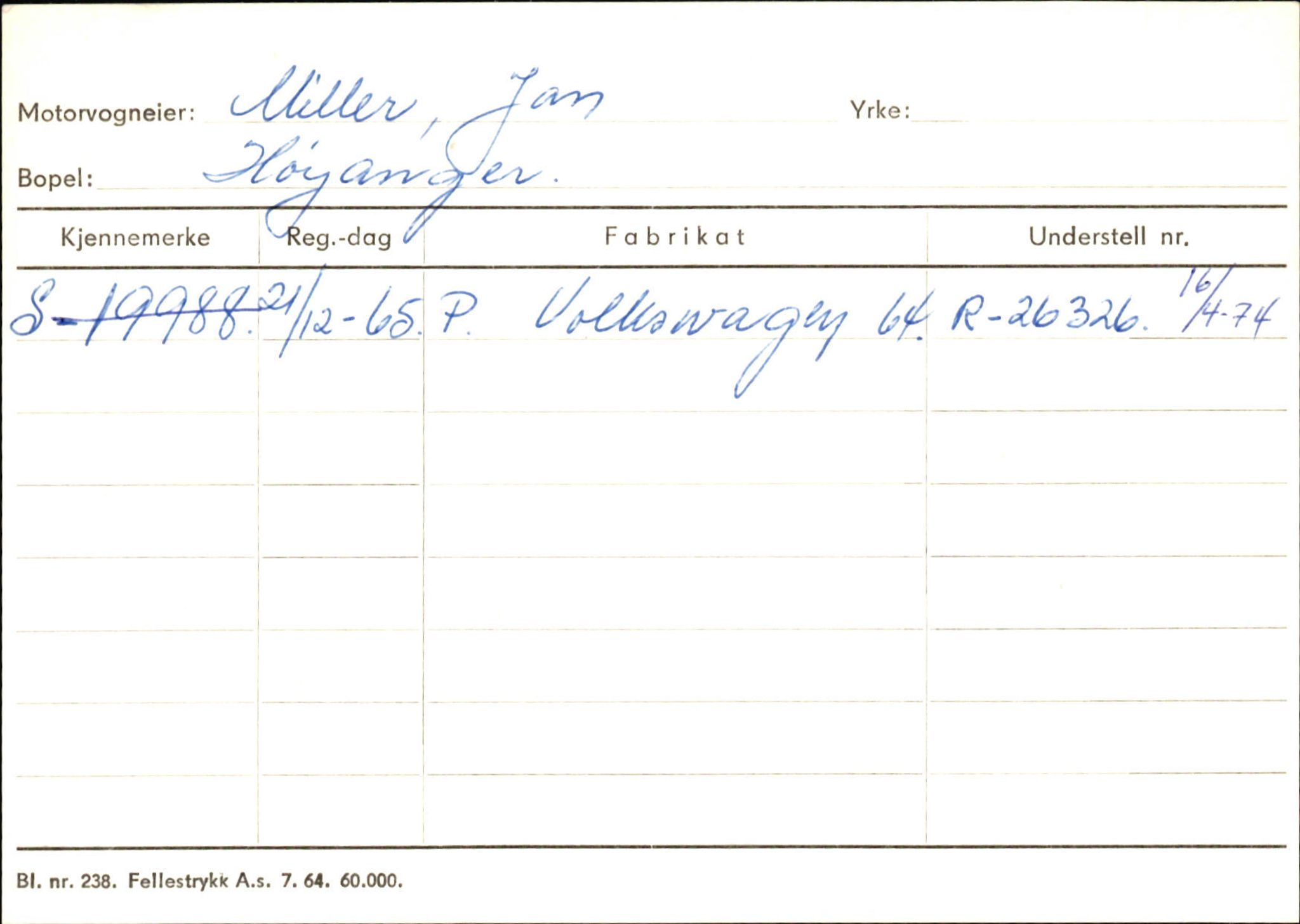 Statens vegvesen, Sogn og Fjordane vegkontor, SAB/A-5301/4/F/L0130: Eigarregister Eid T-Å. Høyanger A-O, 1945-1975, p. 2116
