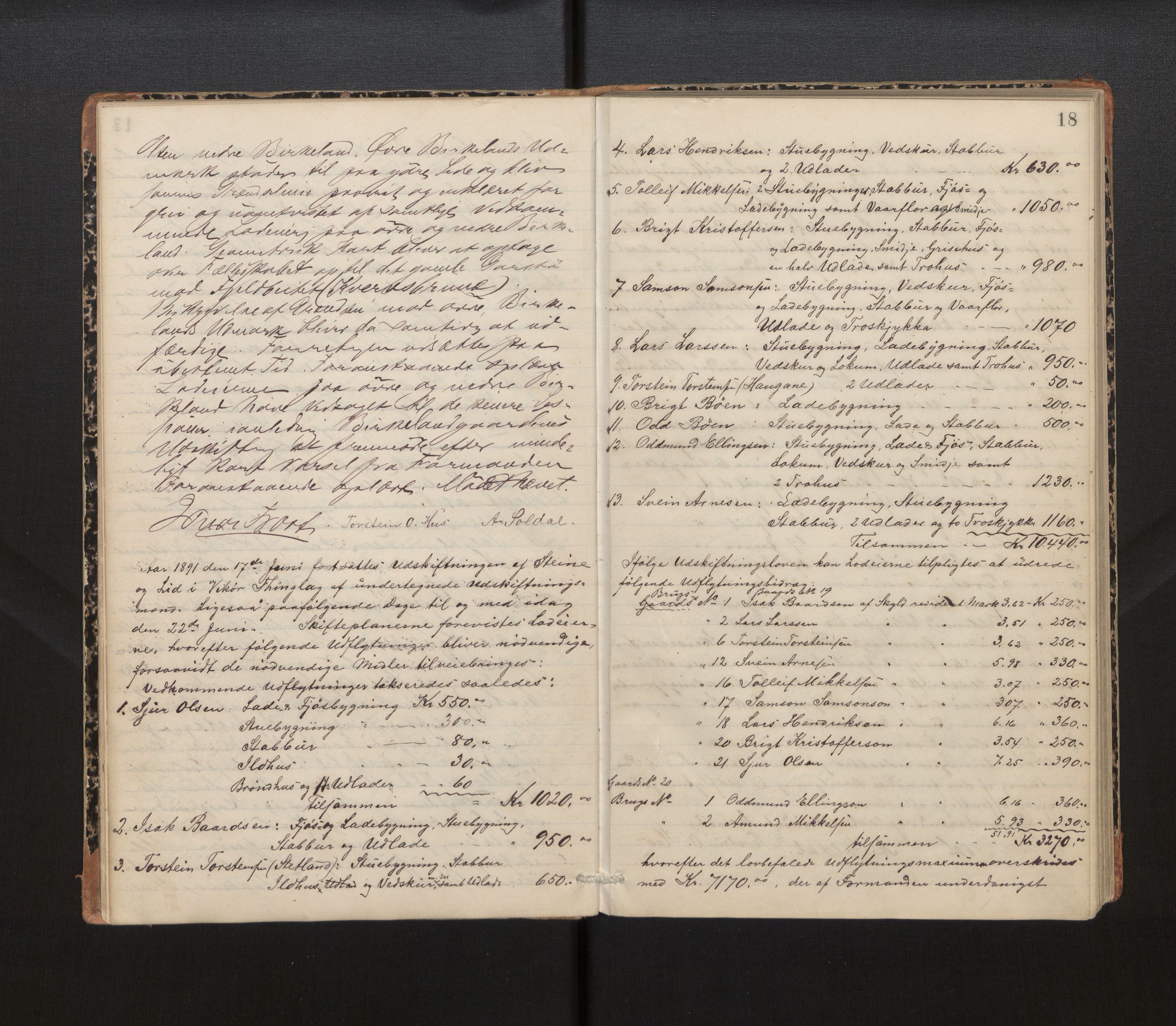 Hordaland jordskiftedøme - IV Hardanger jordskiftedistrikt, AV/SAB-A-7101/A/Aa/L0013: Forhandlingsprotokoll, 1890-1894, p. 17b-18a