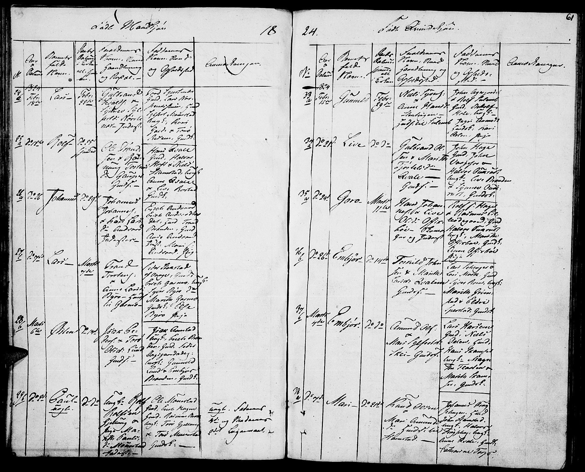 Lom prestekontor, AV/SAH-PREST-070/K/L0003: Parish register (official) no. 3, 1801-1825, p. 61