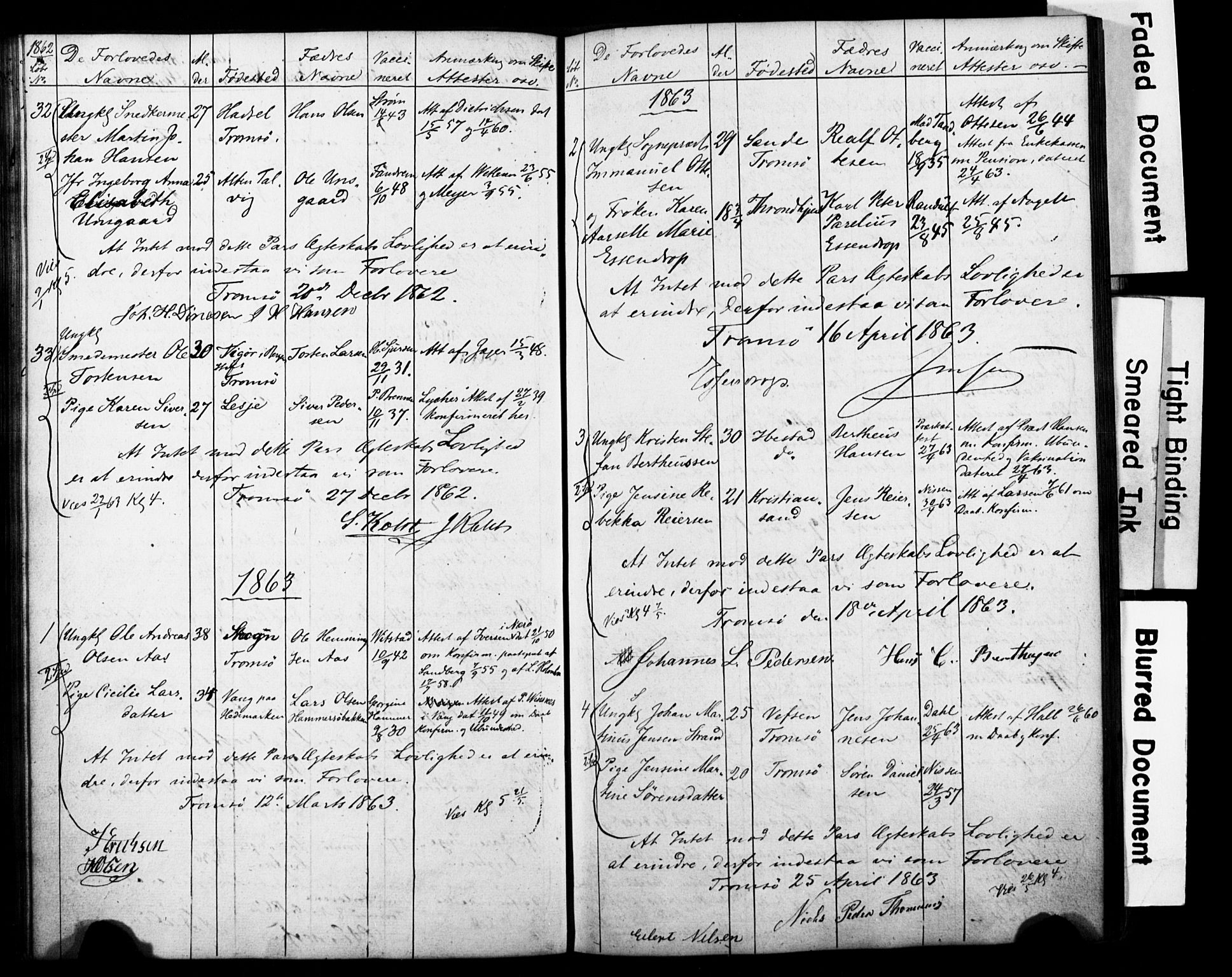 Tromsø sokneprestkontor/stiftsprosti/domprosti, AV/SATØ-S-1343/H/Hc/L0097: Banns register no. 97, 1851-1872