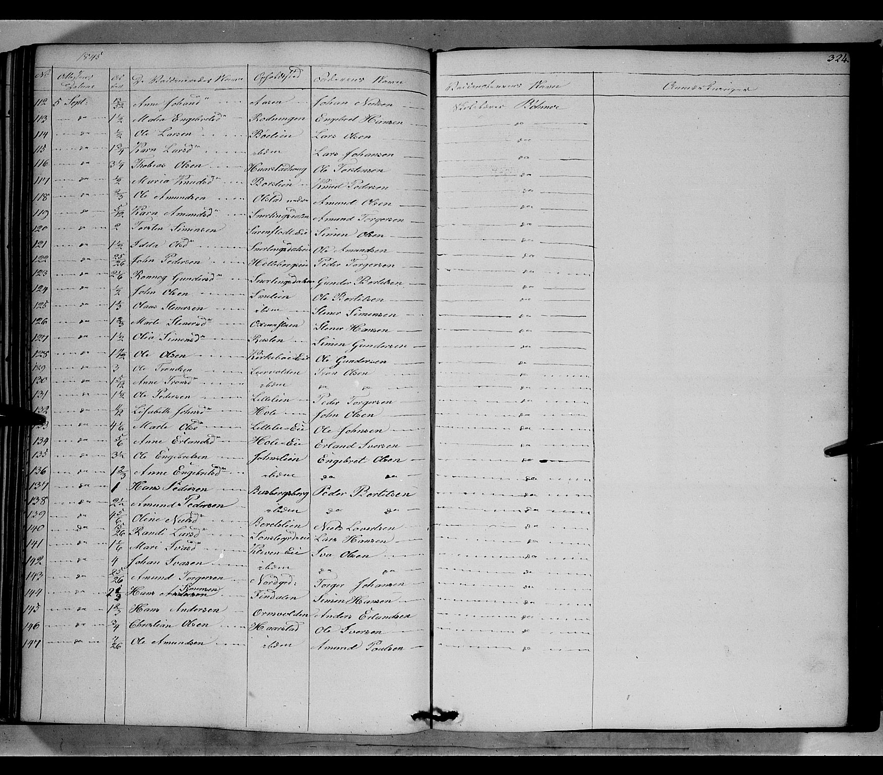 Gausdal prestekontor, SAH/PREST-090/H/Ha/Haa/L0007: Parish register (official) no. 7, 1840-1850, p. 324