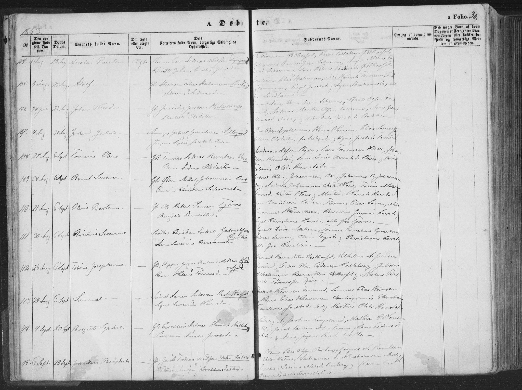 Lista sokneprestkontor, AV/SAK-1111-0027/F/Fa/L0011: Parish register (official) no. A 11, 1861-1878, p. 30