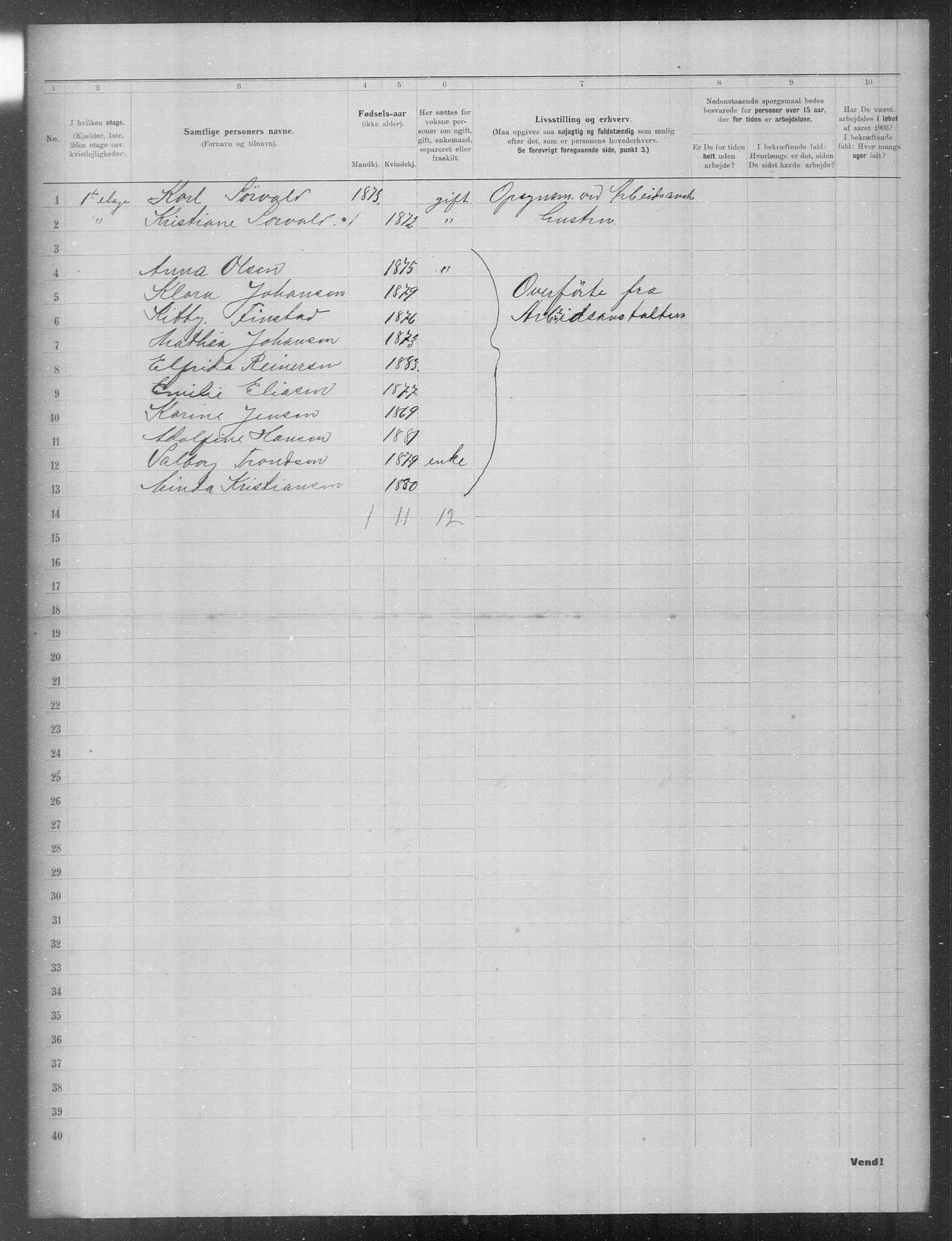 OBA, Municipal Census 1903 for Kristiania, 1903, p. 13447