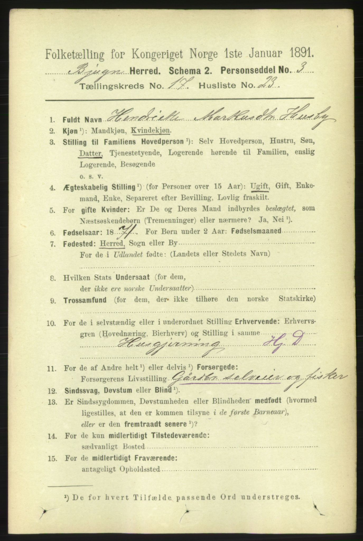 RA, 1891 census for 1627 Bjugn, 1891, p. 4862