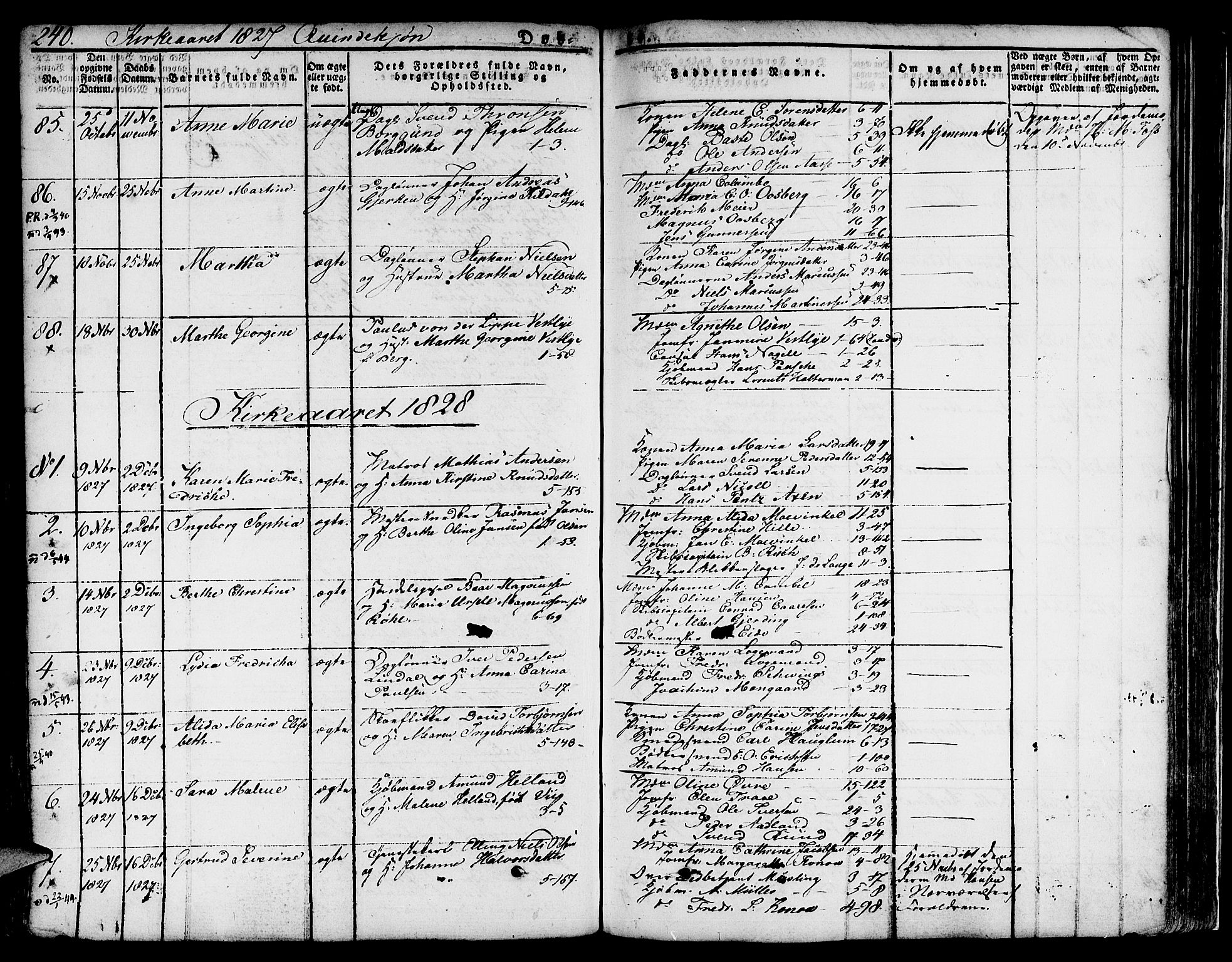 Nykirken Sokneprestembete, SAB/A-77101/H/Hab: Parish register (copy) no. A 5I, 1821-1841, p. 240