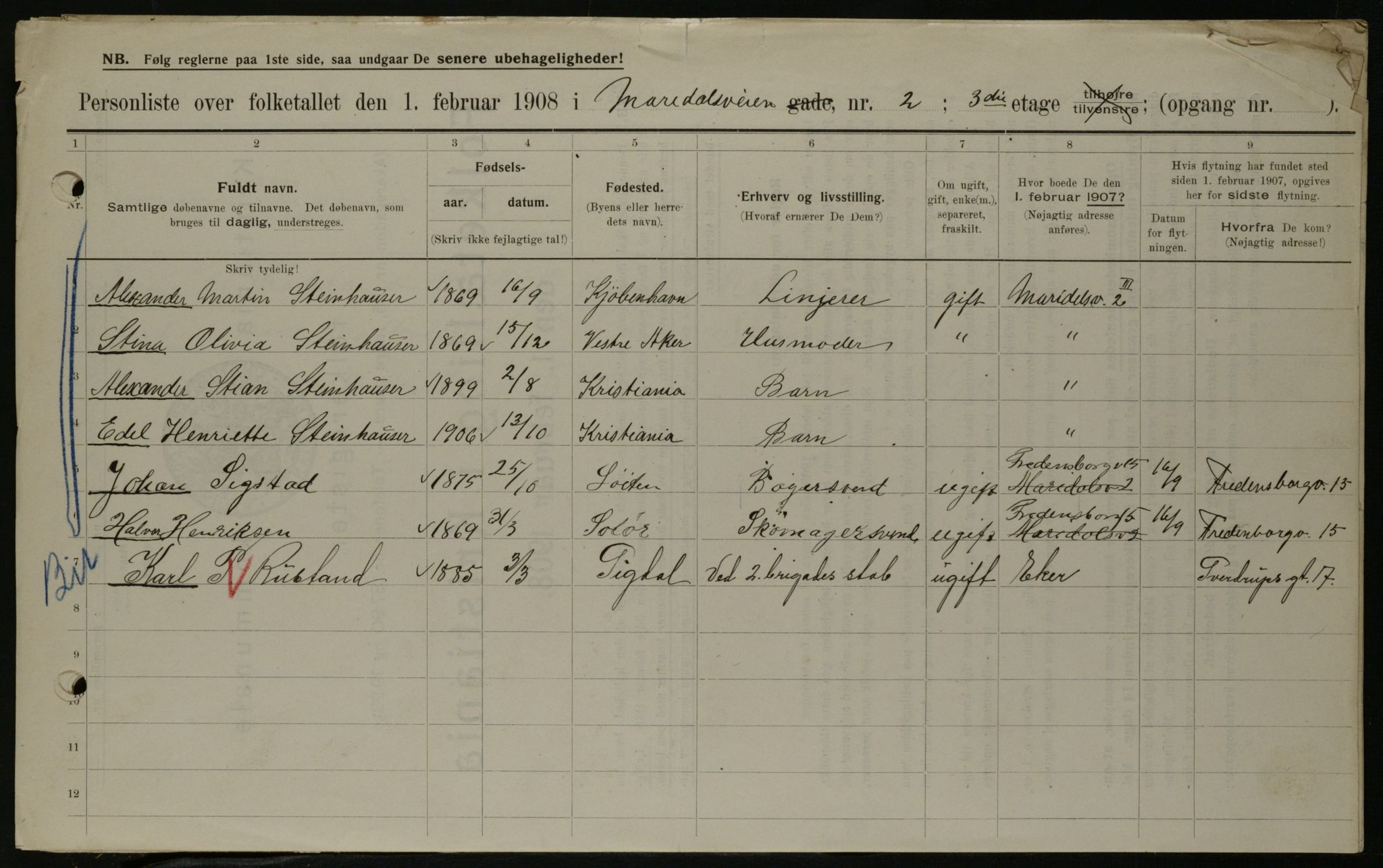 OBA, Municipal Census 1908 for Kristiania, 1908, p. 54270