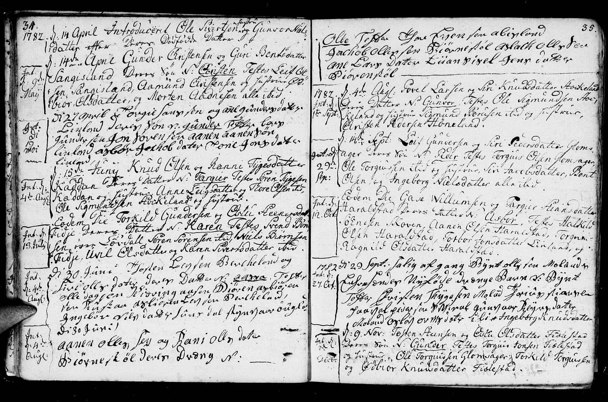 Holum sokneprestkontor, AV/SAK-1111-0022/F/Fa/Fab/L0004: Parish register (official) no. A 4, 1774-1847, p. 34-35