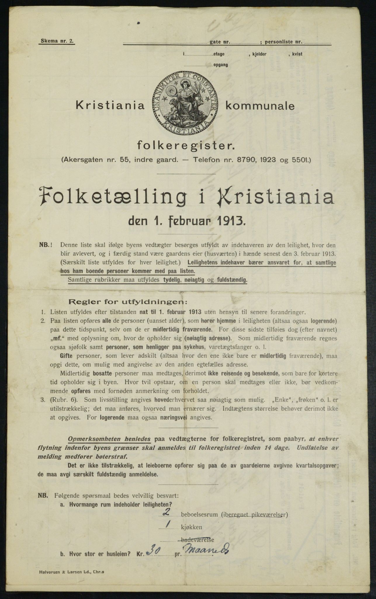 OBA, Municipal Census 1913 for Kristiania, 1913, p. 49154