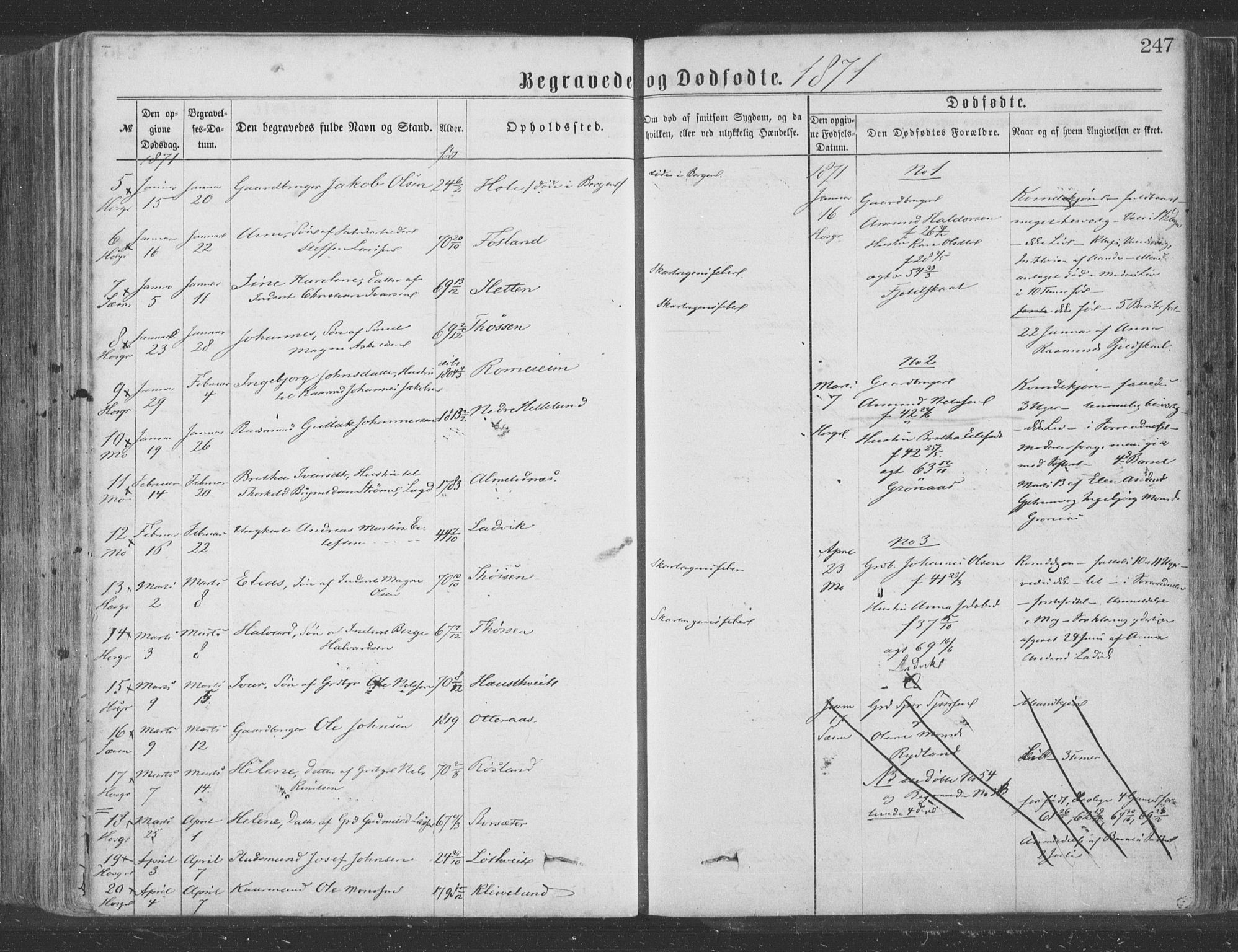 Hosanger sokneprestembete, AV/SAB-A-75801/H/Haa: Parish register (official) no. A 9, 1864-1876, p. 247