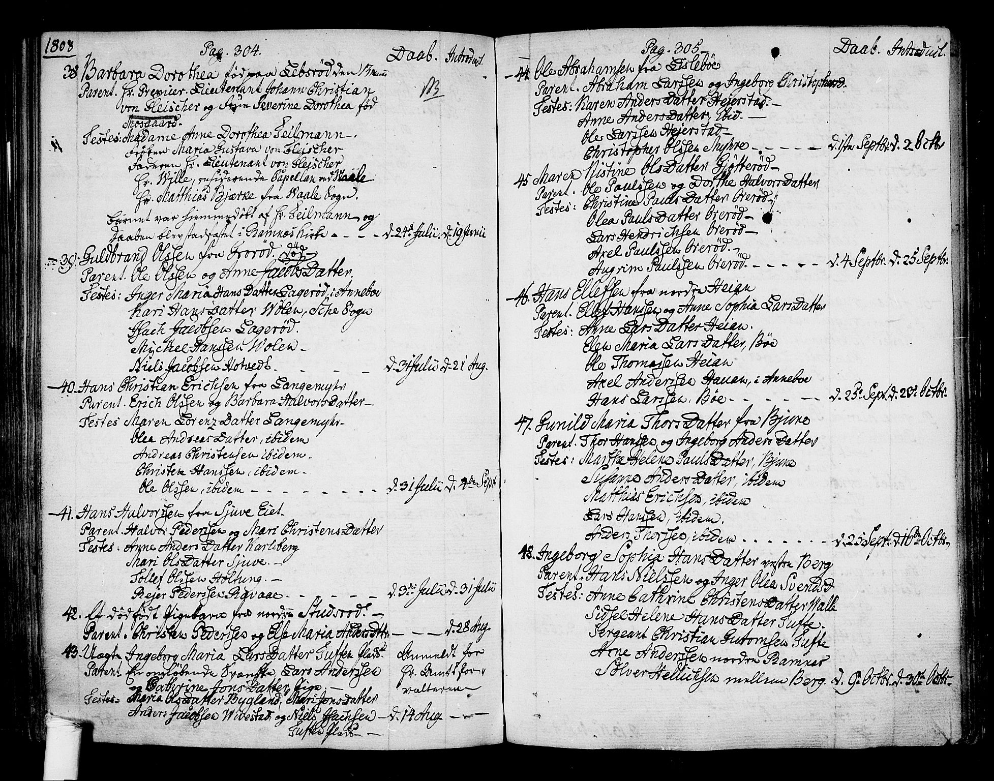 Ramnes kirkebøker, AV/SAKO-A-314/F/Fa/L0003: Parish register (official) no. I 3, 1790-1813, p. 304-305