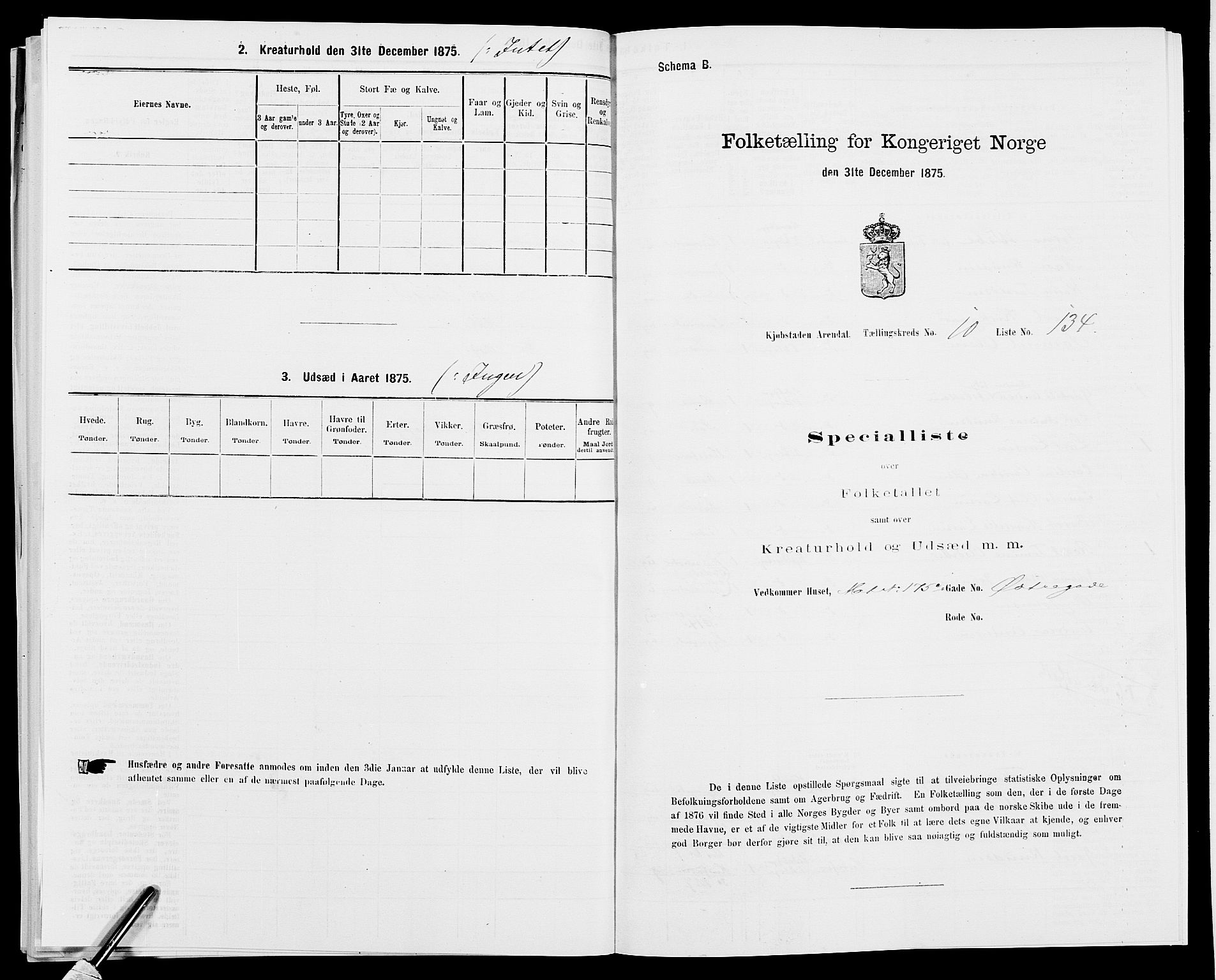 SAK, 1875 census for 0903P Arendal, 1875, p. 321