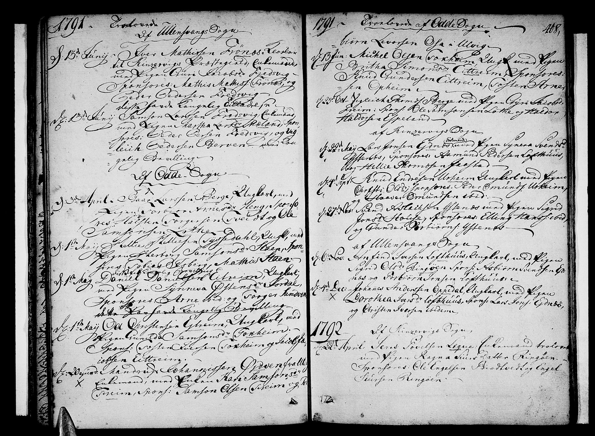 Ullensvang sokneprestembete, SAB/A-78701/H/Haa: Parish register (official) no. A 7 /1, 1788-1804, p. 407-408