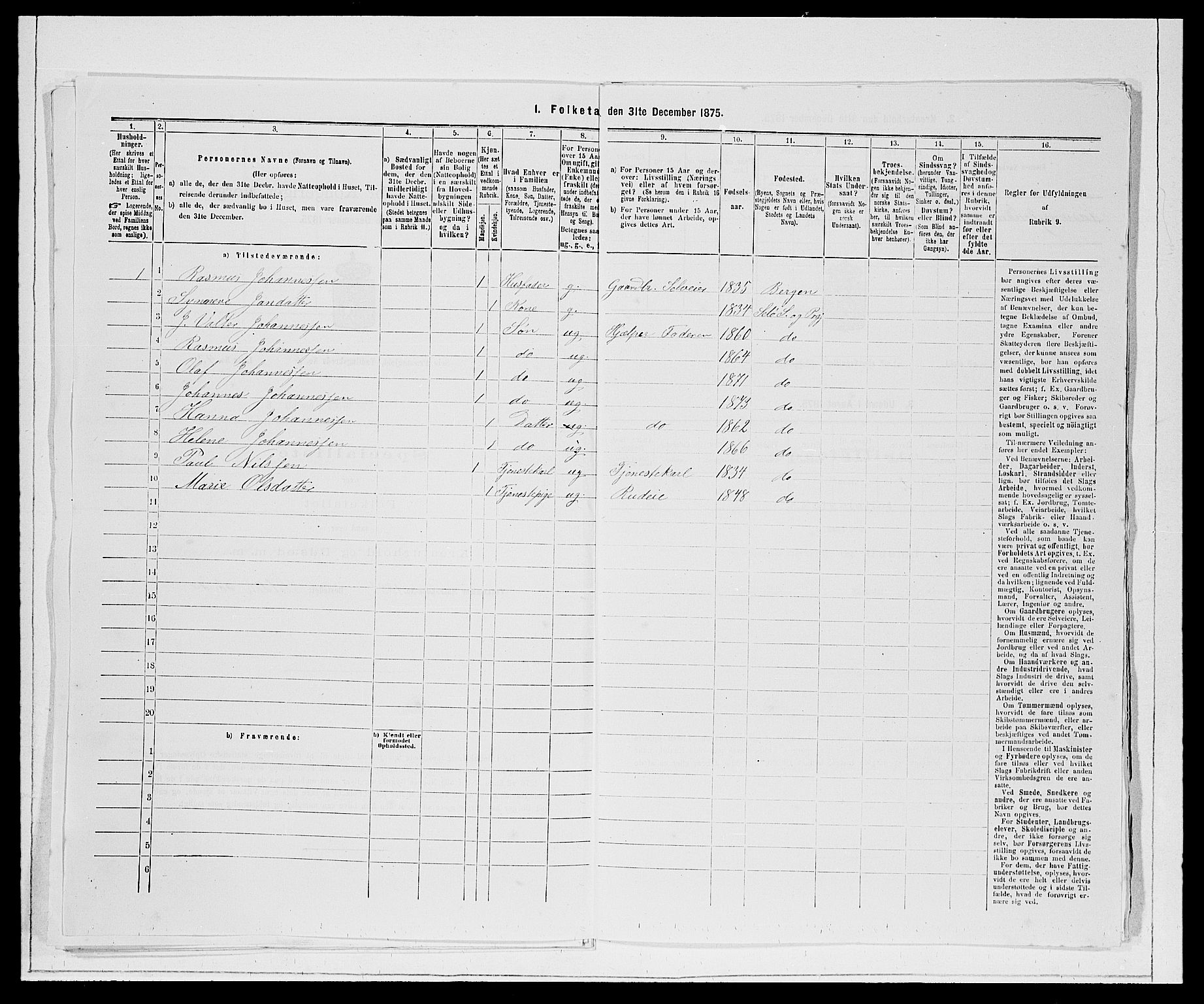 SAB, 1875 Census for 1441P Selje, 1875, p. 787