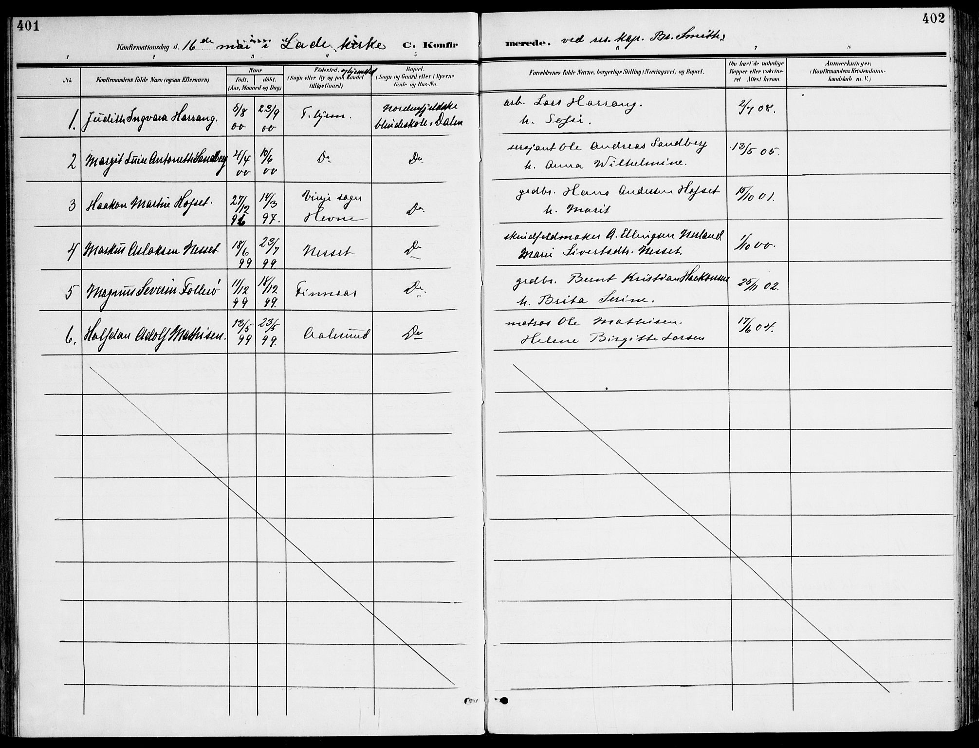 Ministerialprotokoller, klokkerbøker og fødselsregistre - Sør-Trøndelag, SAT/A-1456/607/L0320: Parish register (official) no. 607A04, 1907-1915, p. 401-402