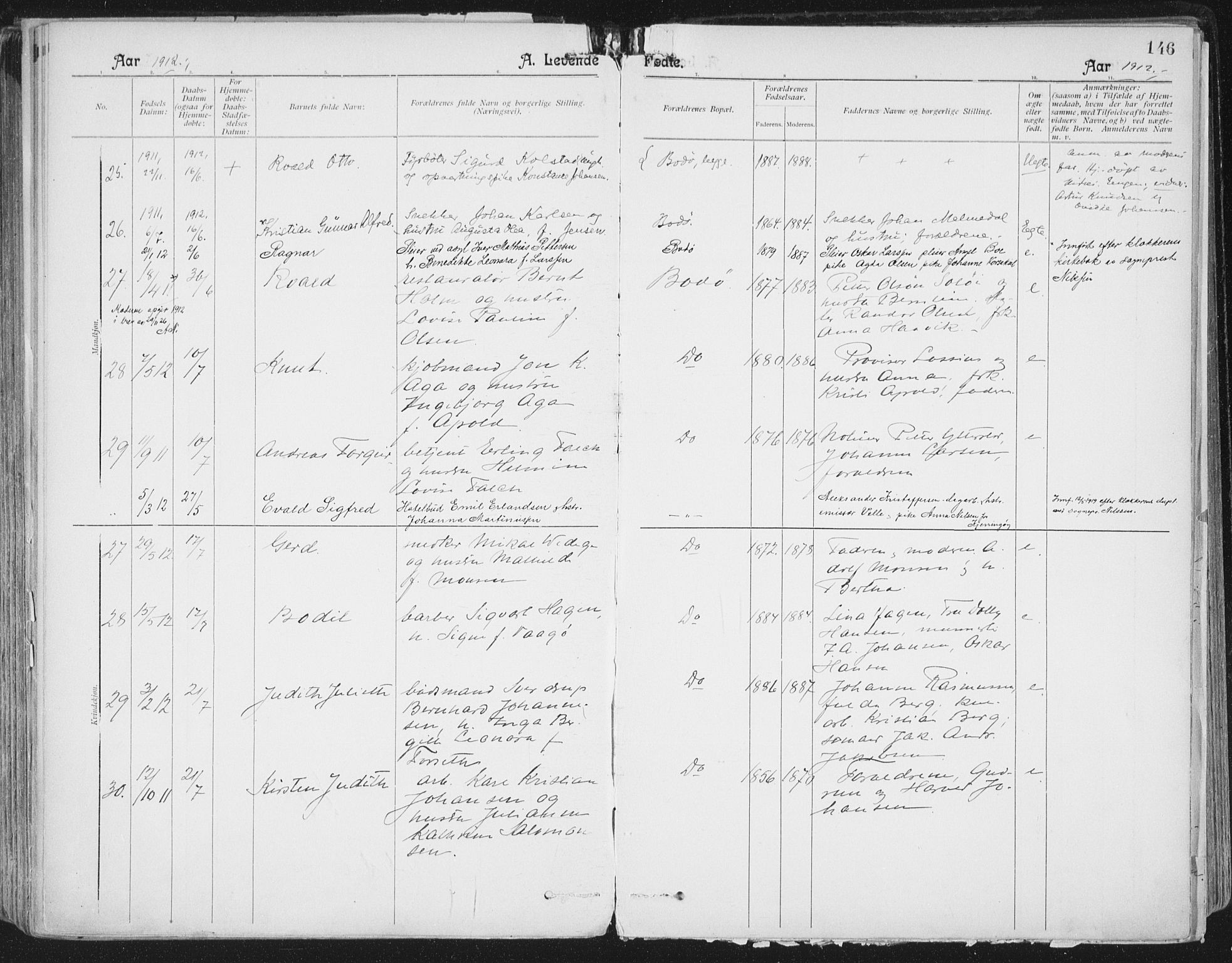 Ministerialprotokoller, klokkerbøker og fødselsregistre - Nordland, AV/SAT-A-1459/801/L0011: Parish register (official) no. 801A11, 1900-1916, p. 146