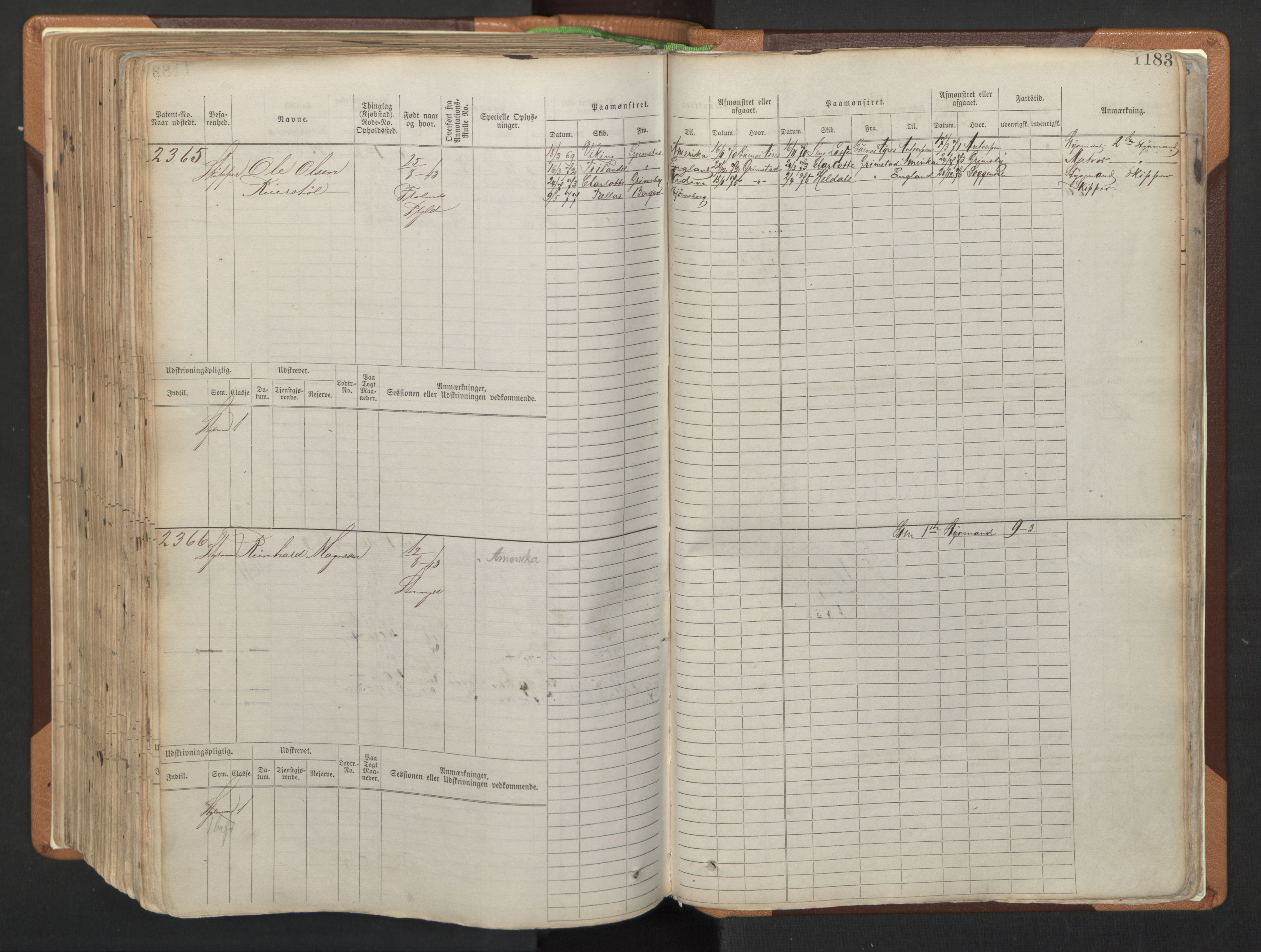 Stavanger sjømannskontor, AV/SAST-A-102006/F/Fb/Fbb/L0006: Sjøfartshovedrulle, patentnr. 1607-2402 (del 3), 1869-1880, p. 383