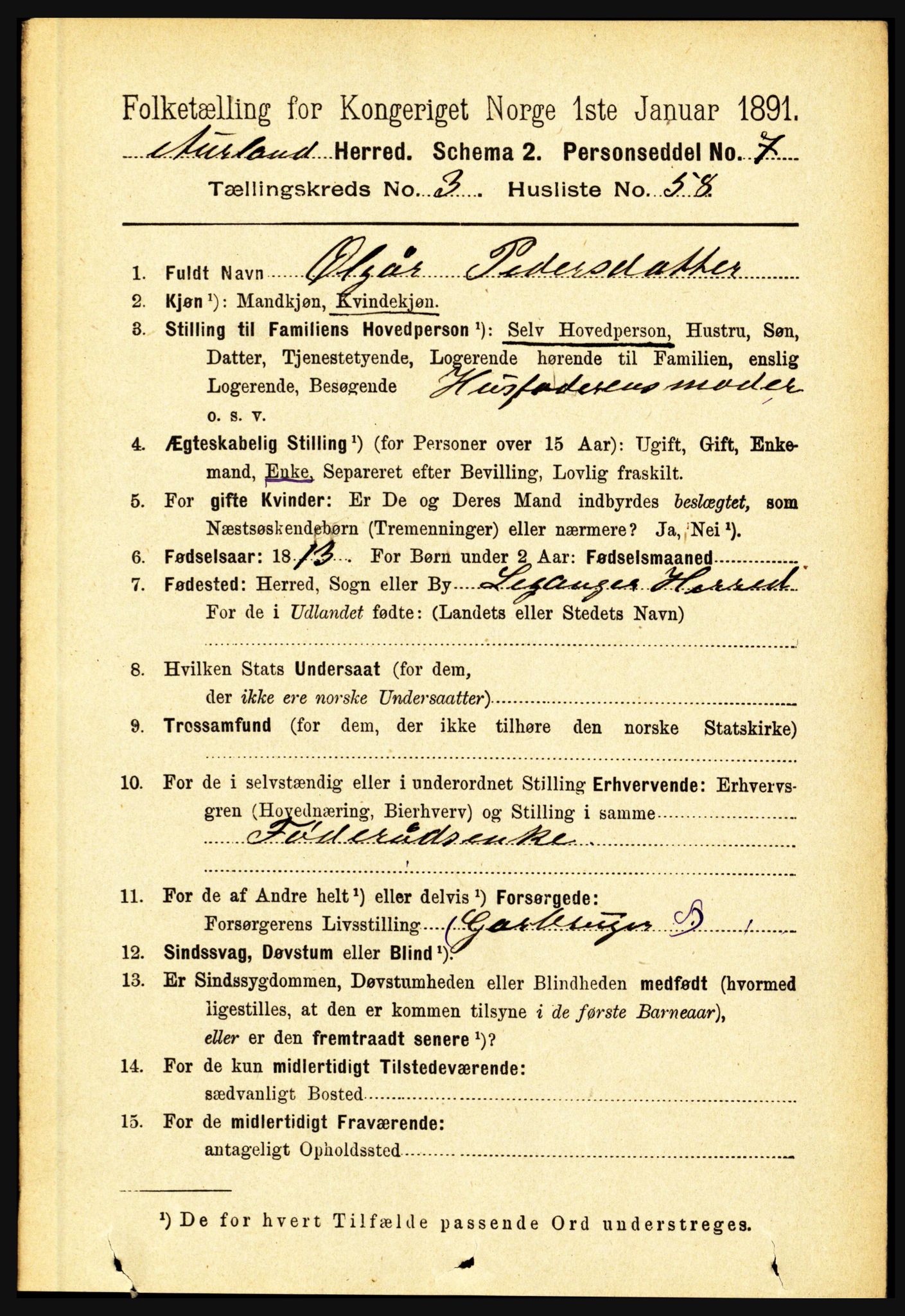 RA, 1891 census for 1421 Aurland, 1891, p. 1252