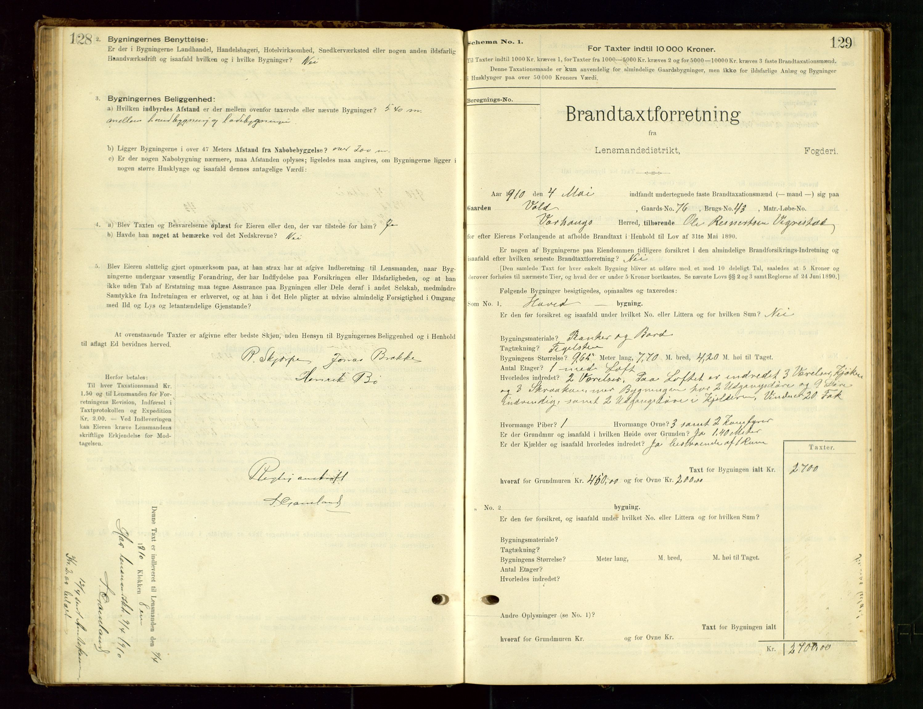 Hå lensmannskontor, AV/SAST-A-100456/Goa/L0003: Takstprotokoll (skjema), 1895-1911, p. 128-129