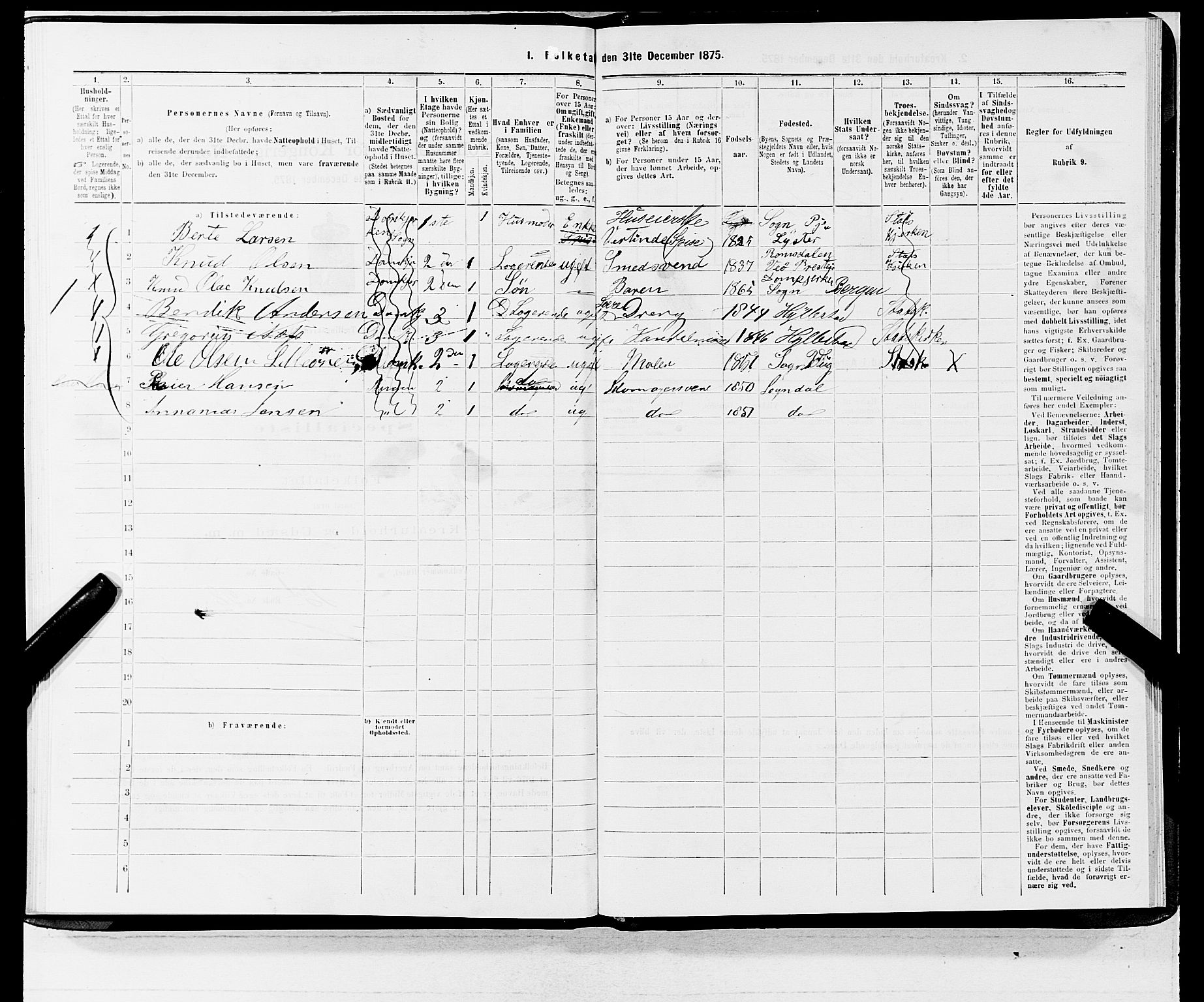 SAB, 1875 census for 1301 Bergen, 1875, p. 3169