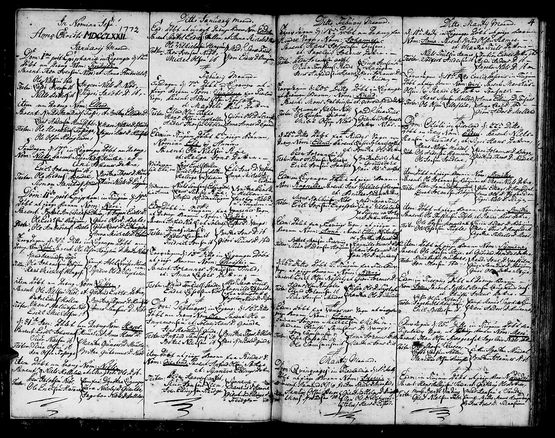 Leikanger sokneprestembete, AV/SAB-A-81001/H/Haa/Haaa/L0004: Parish register (official) no. A 4, 1770-1791, p. 4