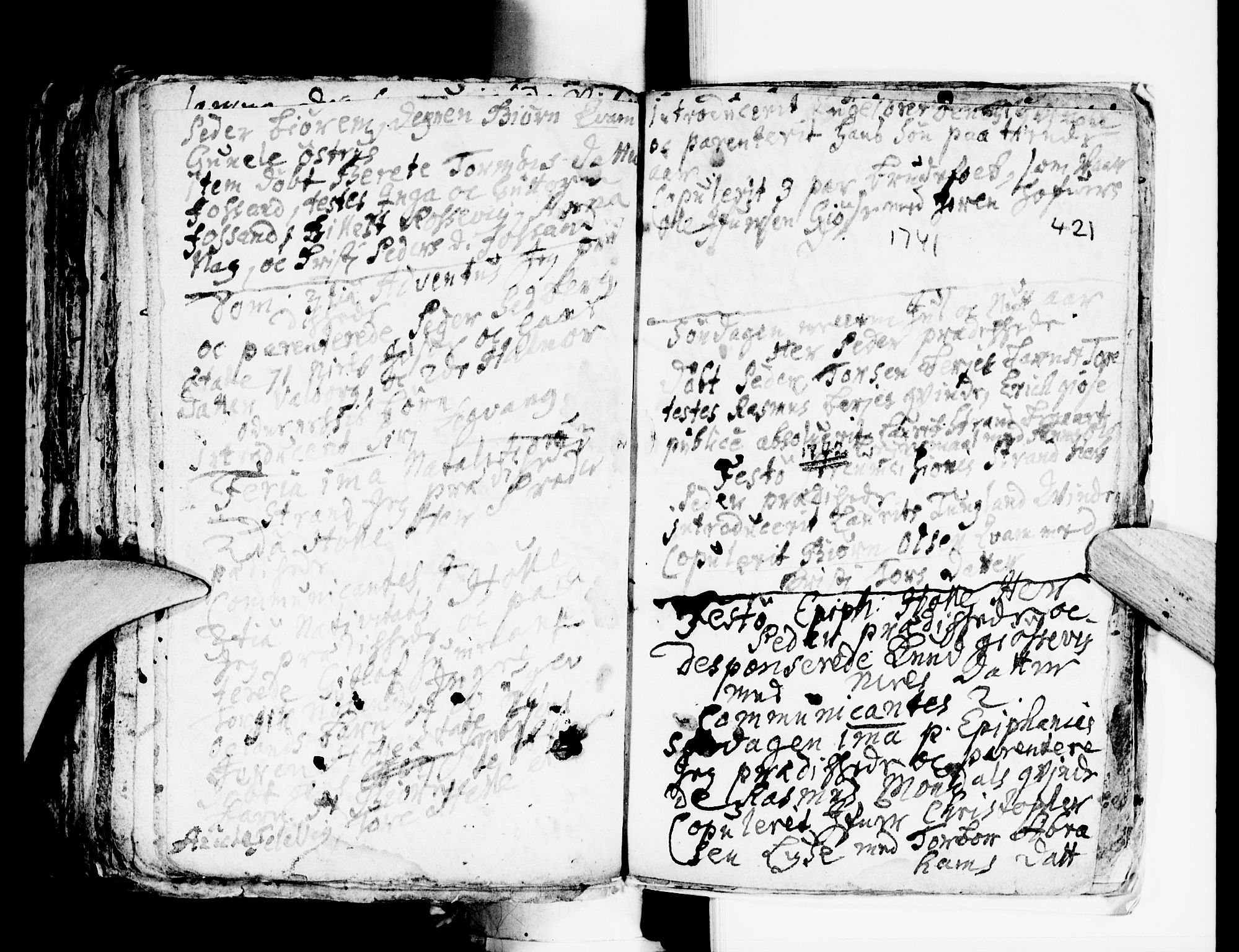 Strand sokneprestkontor, SAST/A-101828/H/Ha/Haa/L0001: Parish register (official) no. A 1, 1702-1745, p. 421