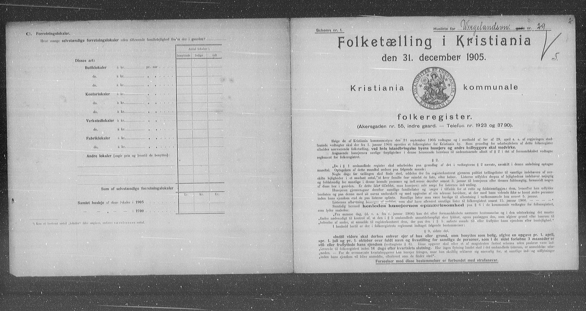 OBA, Municipal Census 1905 for Kristiania, 1905, p. 67238