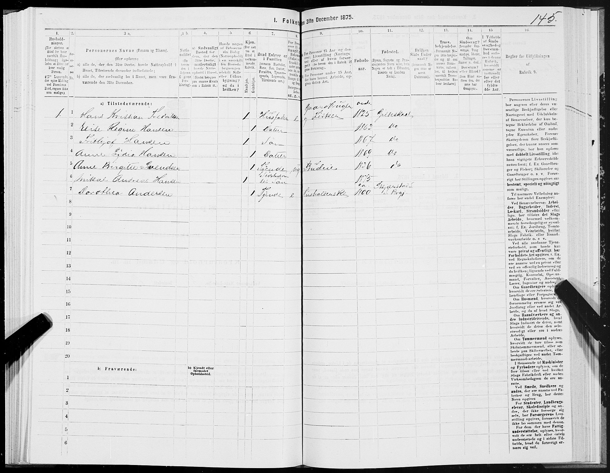 SAT, 1875 census for 1838P Gildeskål, 1875, p. 1145