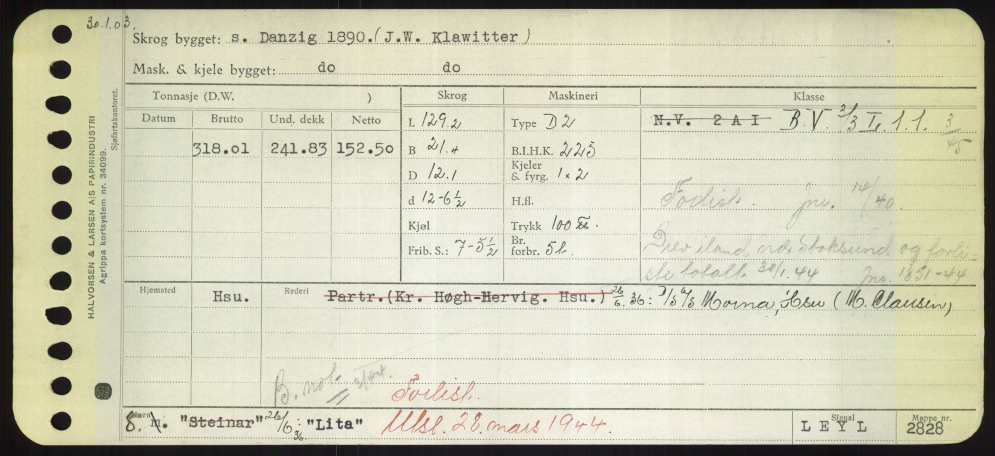 Sjøfartsdirektoratet med forløpere, Skipsmålingen, RA/S-1627/H/Hd/L0023: Fartøy, Lia-Løv, p. 239