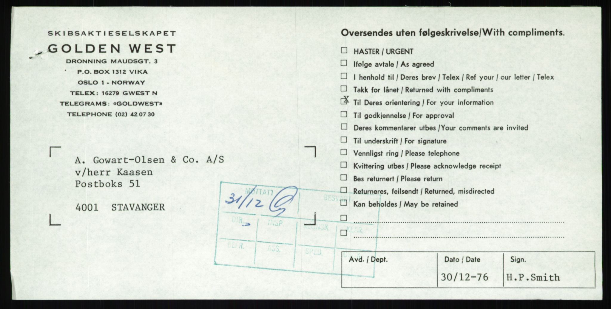 Pa 1503 - Stavanger Drilling AS, SAST/A-101906/D/L0007: Korrespondanse og saksdokumenter, 1974-1981, p. 938