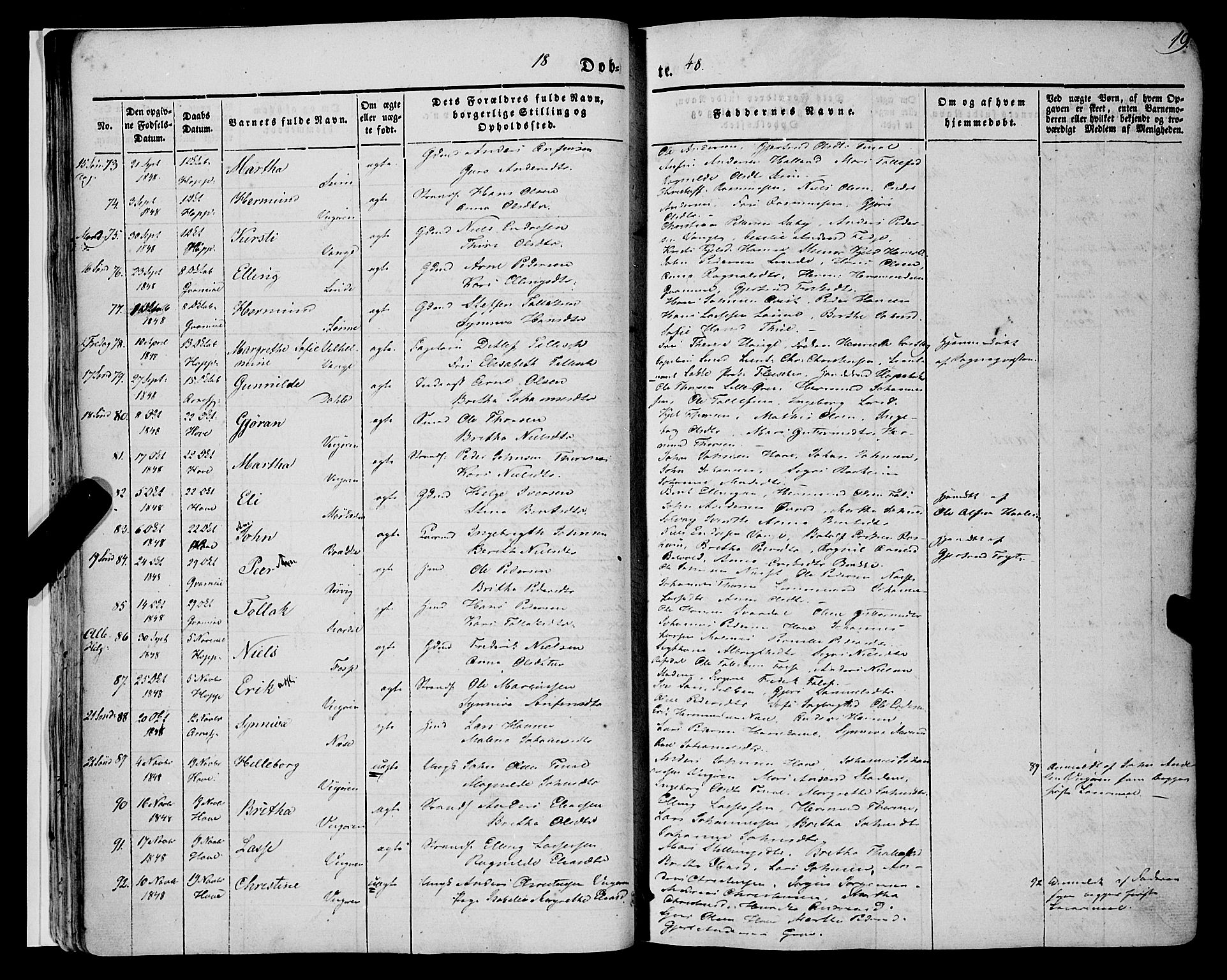 Vik sokneprestembete, AV/SAB-A-81501/H/Haa/Haaa/L0008: Parish register (official) no. A 8, 1846-1865, p. 19