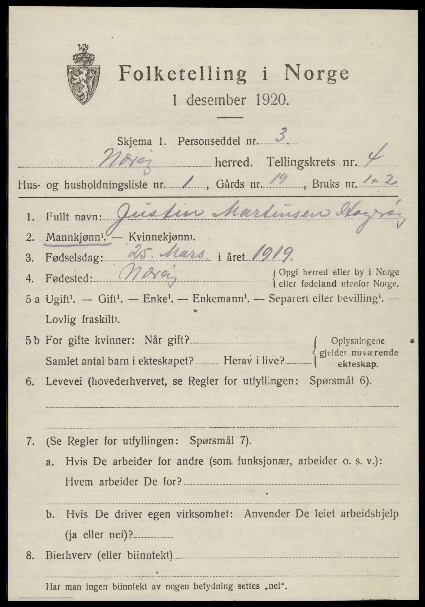 SAT, 1920 census for Nærøy, 1920, p. 2101