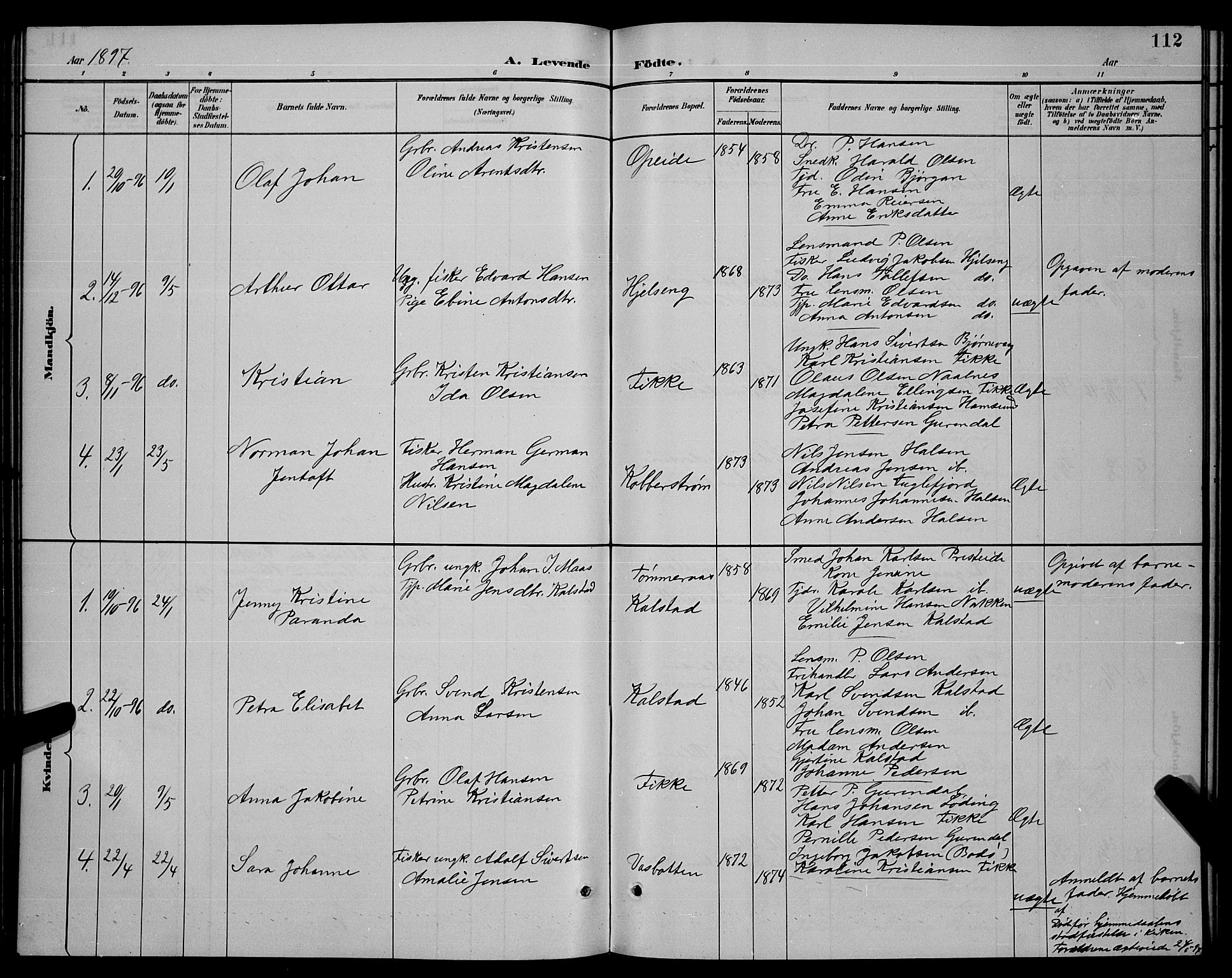 Ministerialprotokoller, klokkerbøker og fødselsregistre - Nordland, SAT/A-1459/859/L0859: Parish register (copy) no. 859C05, 1887-1898, p. 112