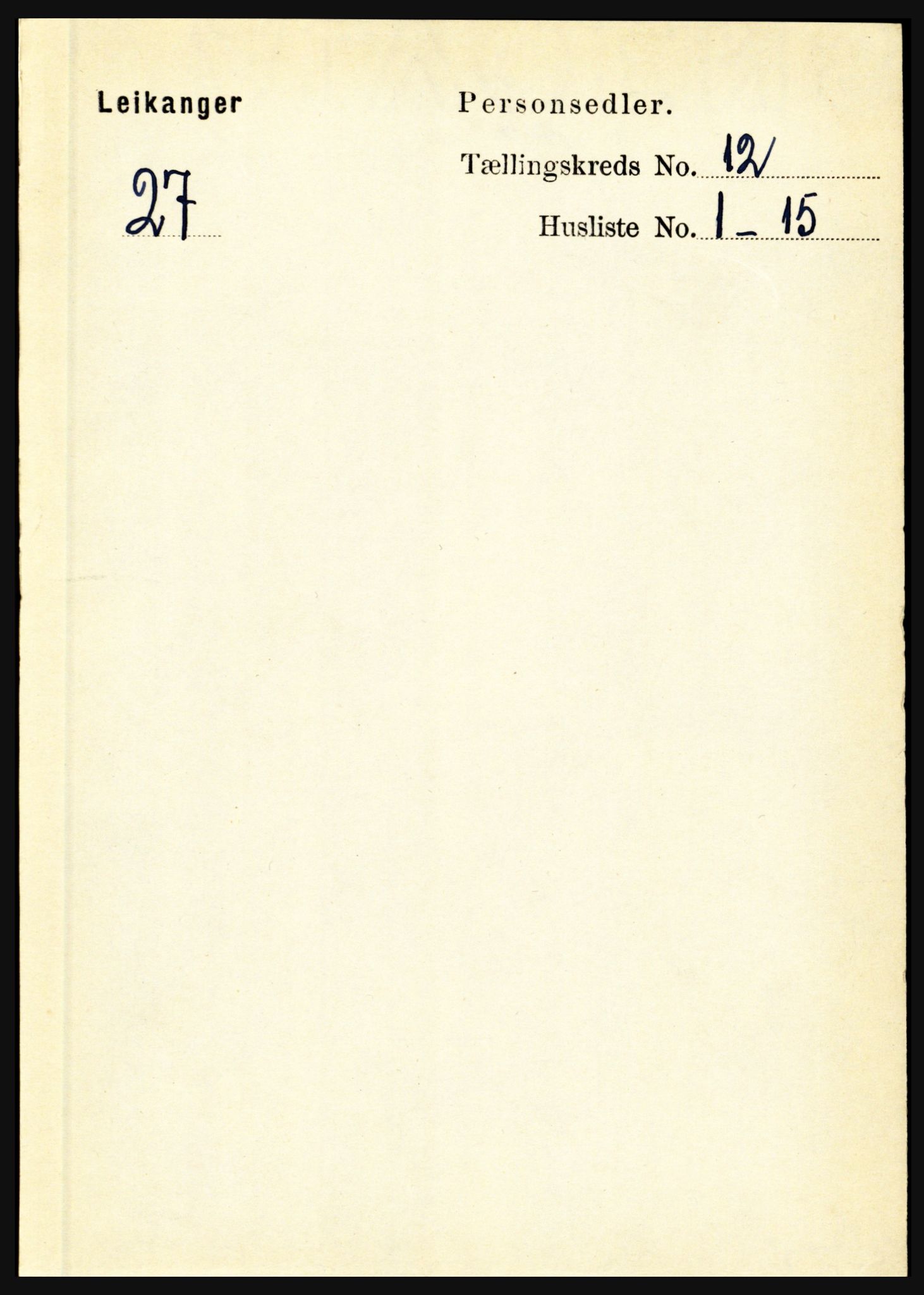 RA, 1891 census for 1419 Leikanger, 1891, p. 2340