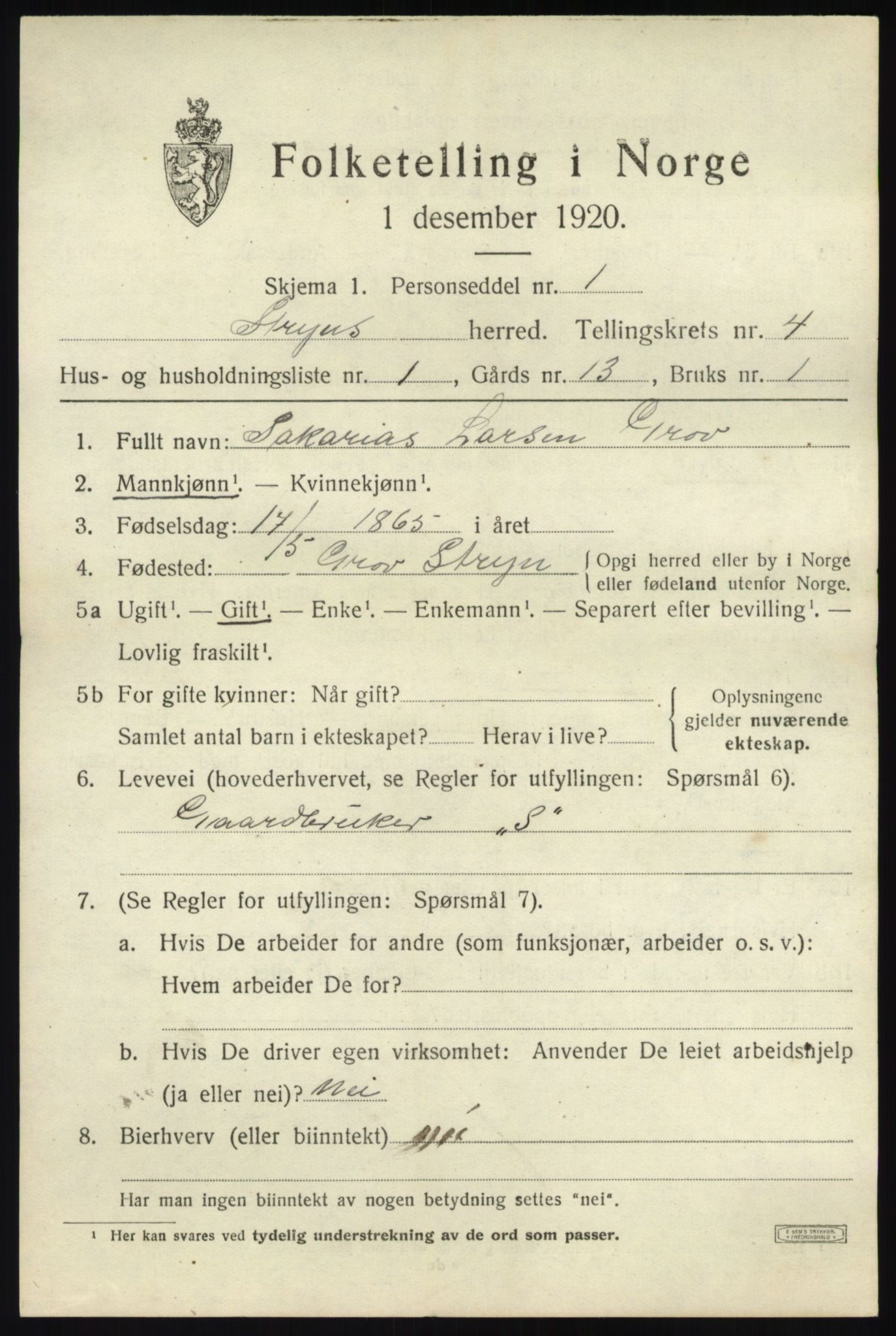 SAB, 1920 census for Stryn, 1920, p. 1678