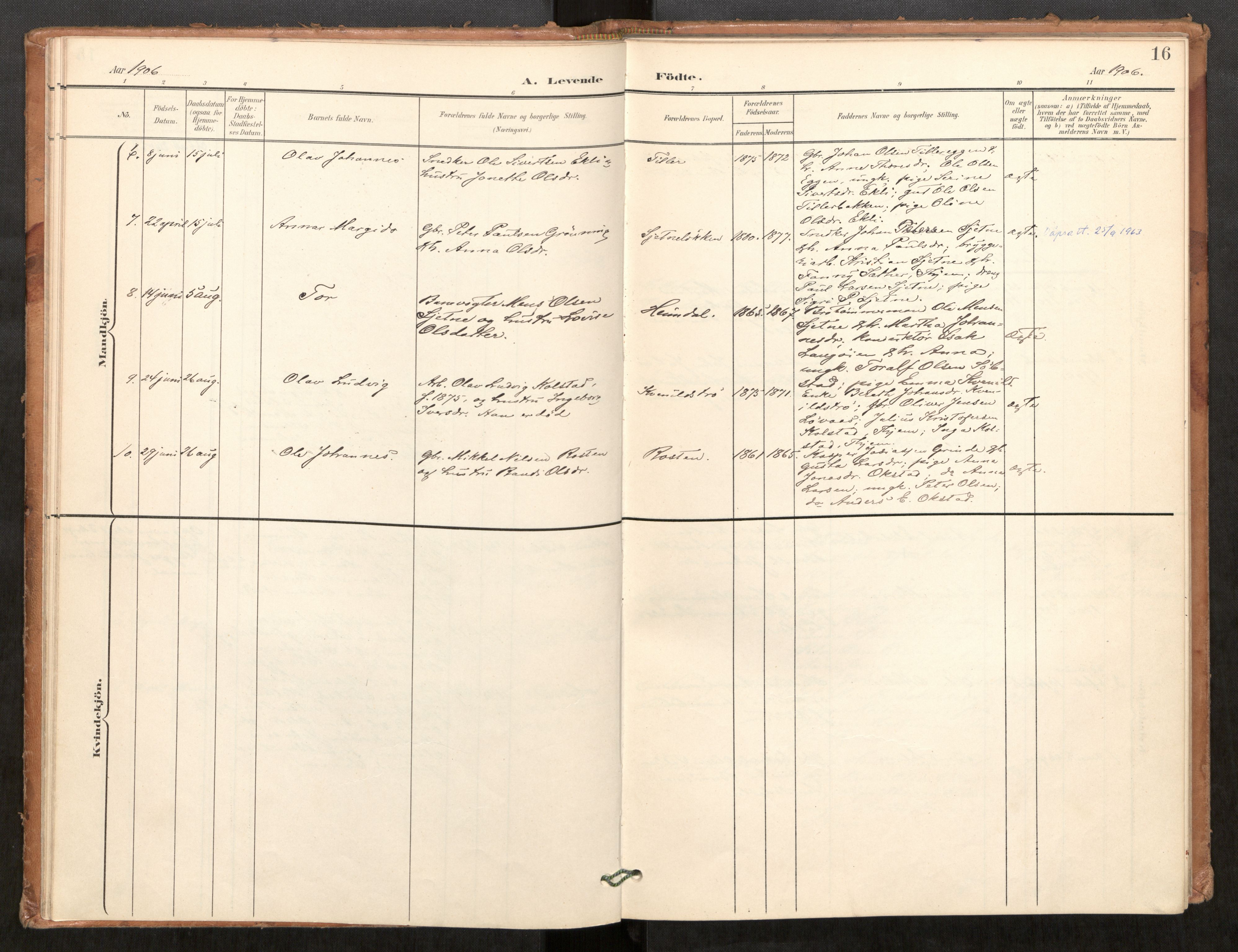 Klæbu sokneprestkontor, SAT/A-1112: Parish register (official) no. 2, 1900-1916, p. 16